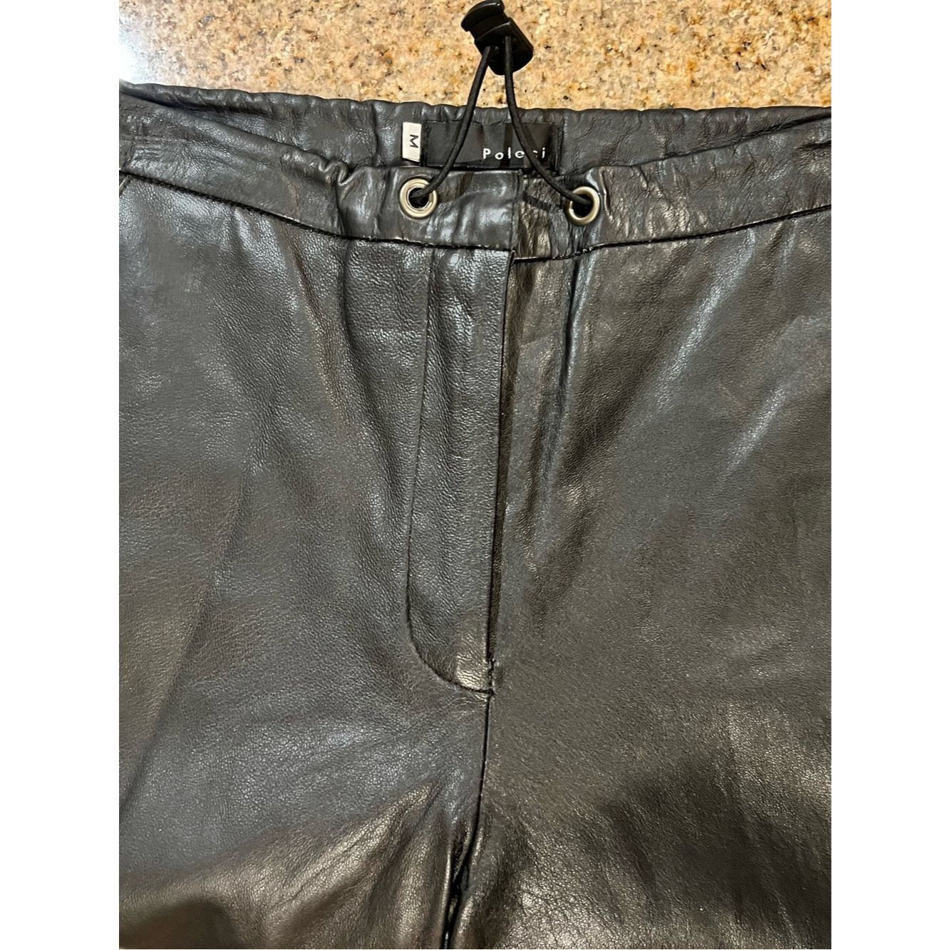Other Poleci Black Leather Pants Sample Piece High Rise Wide Leg Size 27" / US 4 / IT 40 - 6 Thumbnail