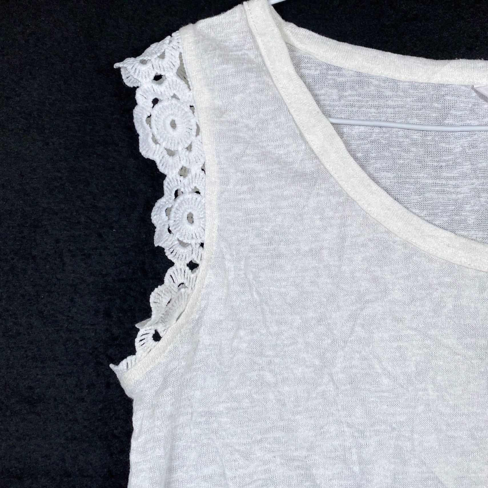 Lauren Conrad LC Lauren Conrad Womens Shirt White Semi Sheer Lace Short Sleeve Stretch M Size M / US 6-8 / IT 42-44 - 4 Thumbnail