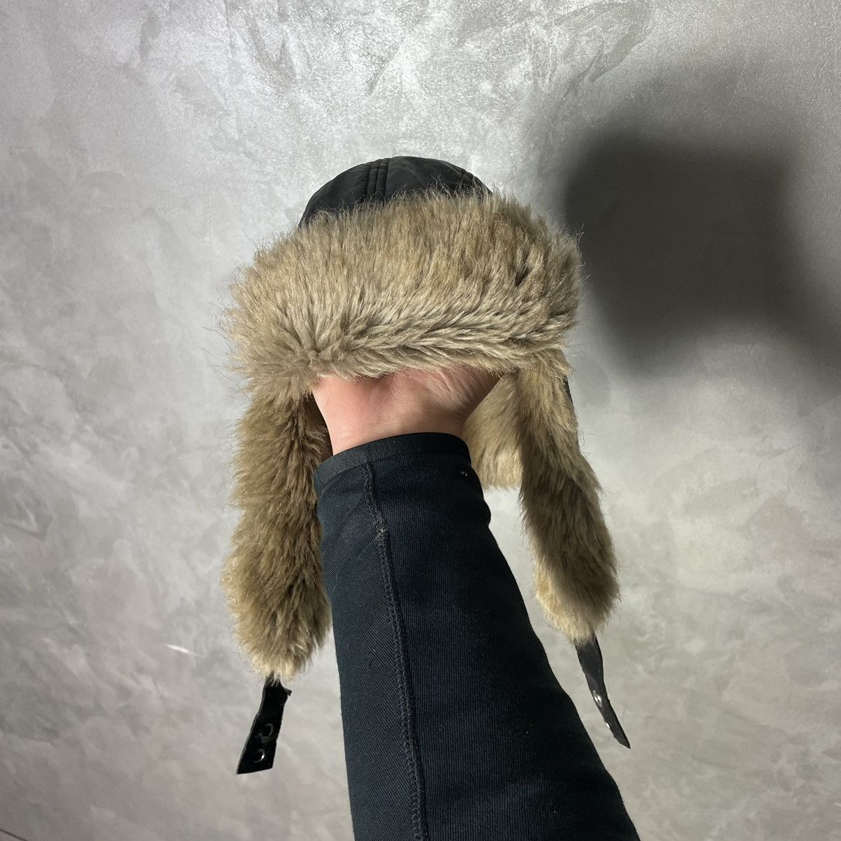 Armani × Vintage Vintage Armani Jeans Monogram Big Logo Fur Trapper Hat Size ONE SIZE - 8 Thumbnail