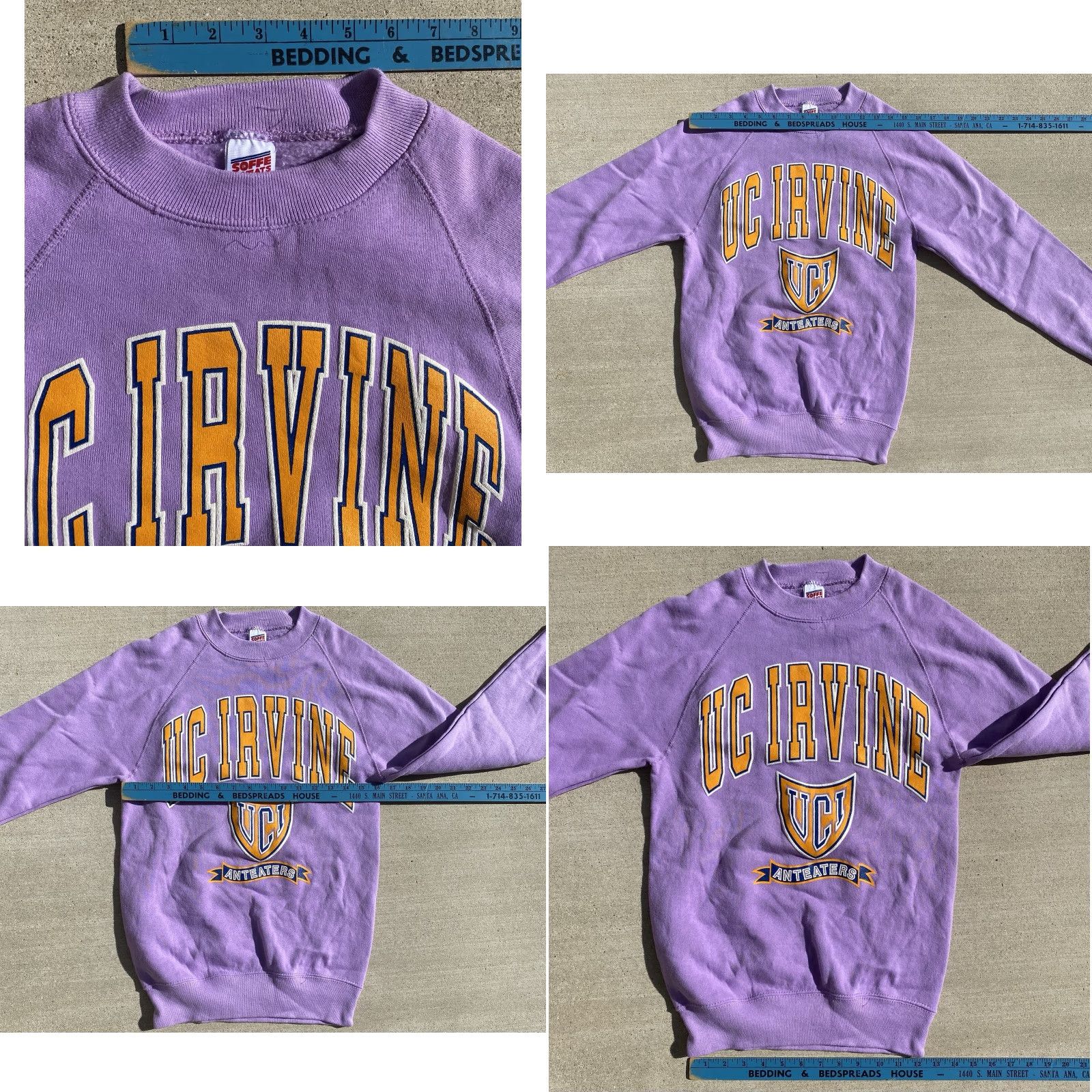 Soffe VINTAGE Soffe UC Irvine UCI Anteaters Raglan Sweatshirt Shirt Unisex Adults S Purple 34-36 University 90s Boys Girls Mens Womens Size US S / EU 44-46 / 1 - 10 Thumbnail