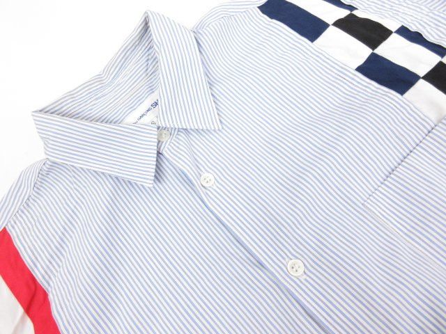 Comme des Garcons SHIRT Shirt Striped Switch Long Sleeve Blue Size US S / EU 44-46 / 1 - 6 Thumbnail