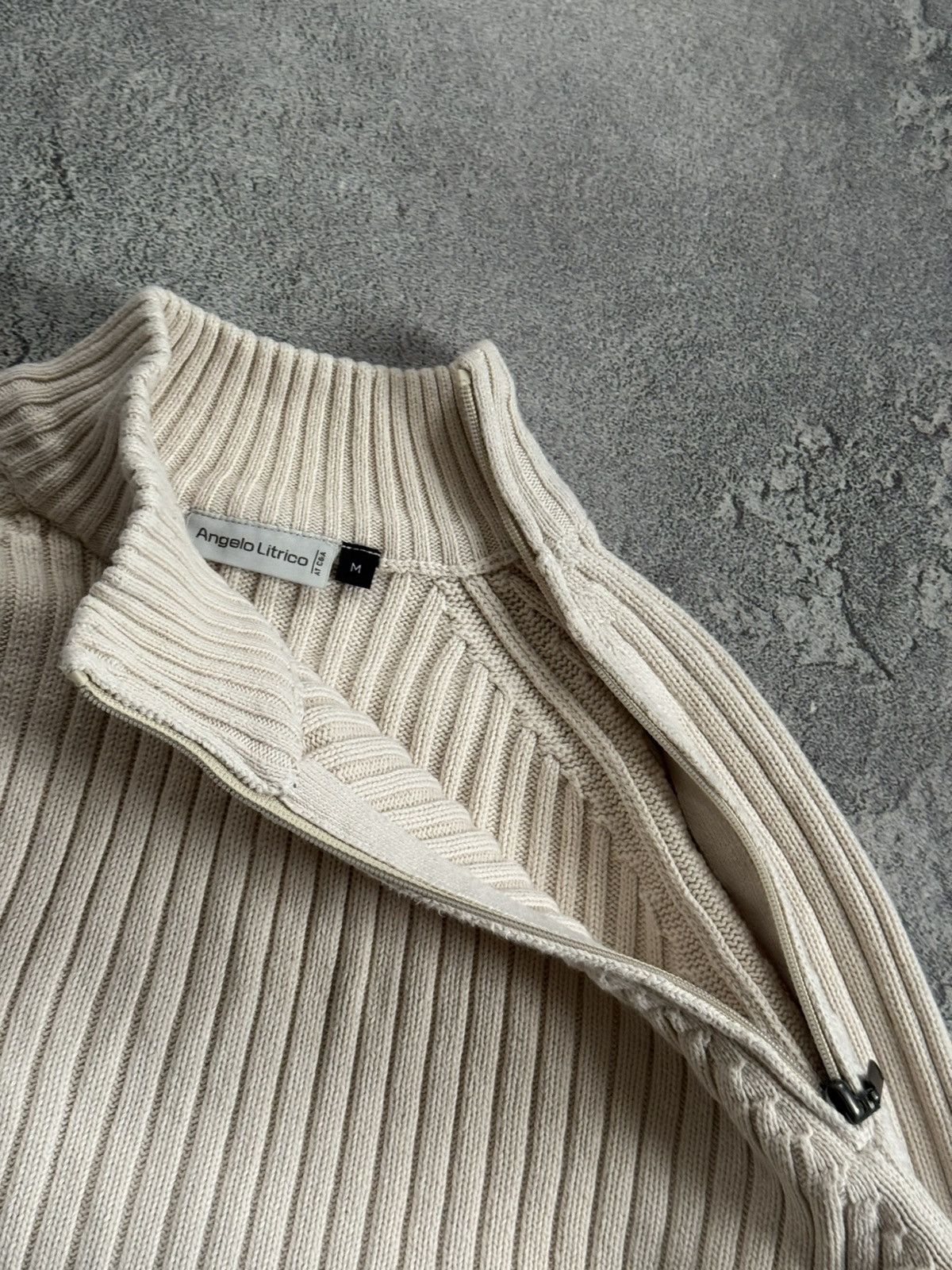 Le Grande Bleu (L.G.B.) Retro M 1/4 zip stripes sweater knitwear jumper pullover Y2K Size US M / EU 48-50 / 2 - 5 Thumbnail