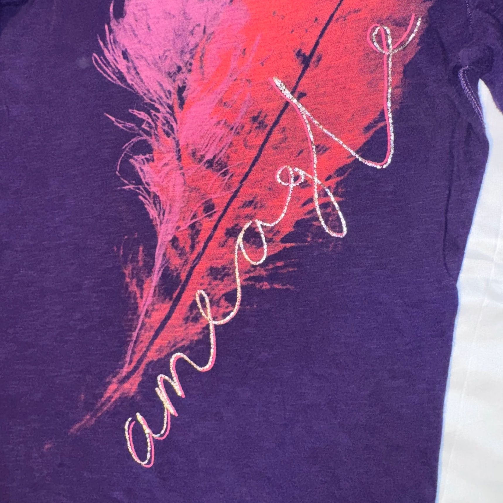 American Eagle Outfitters American Eagle Outfitters Women Shirt XL Purple Feather Graphic Tshirt 3/4 Sleeve Tee Size XL / US 12-14 / IT 48-50 - 3 Thumbnail
