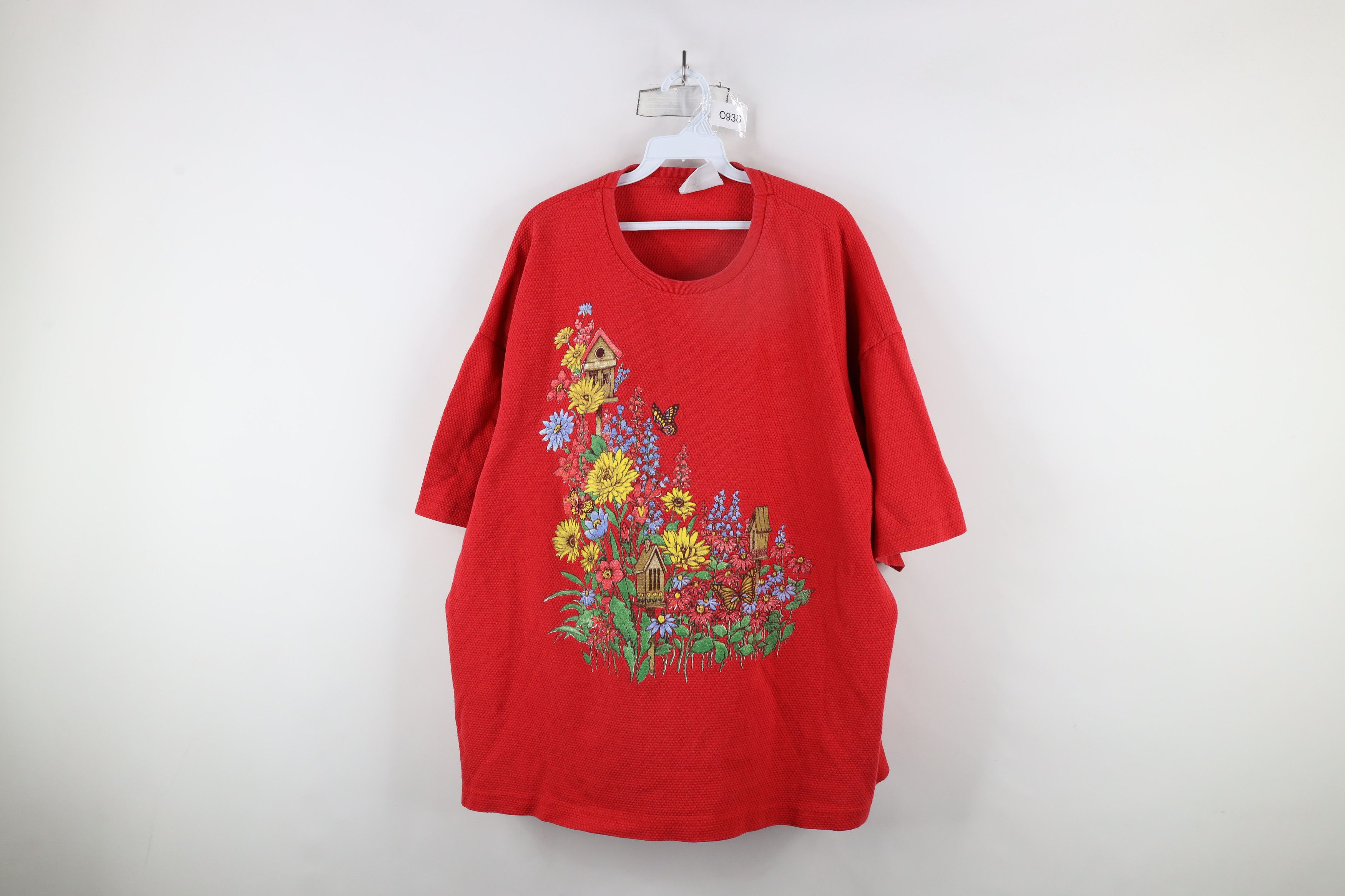 Vintage Vintage 90s Streetwear Flower Thermal Waffle Knit T-Shirt Size 3XL / US 20-22 - 1 Thumbnail