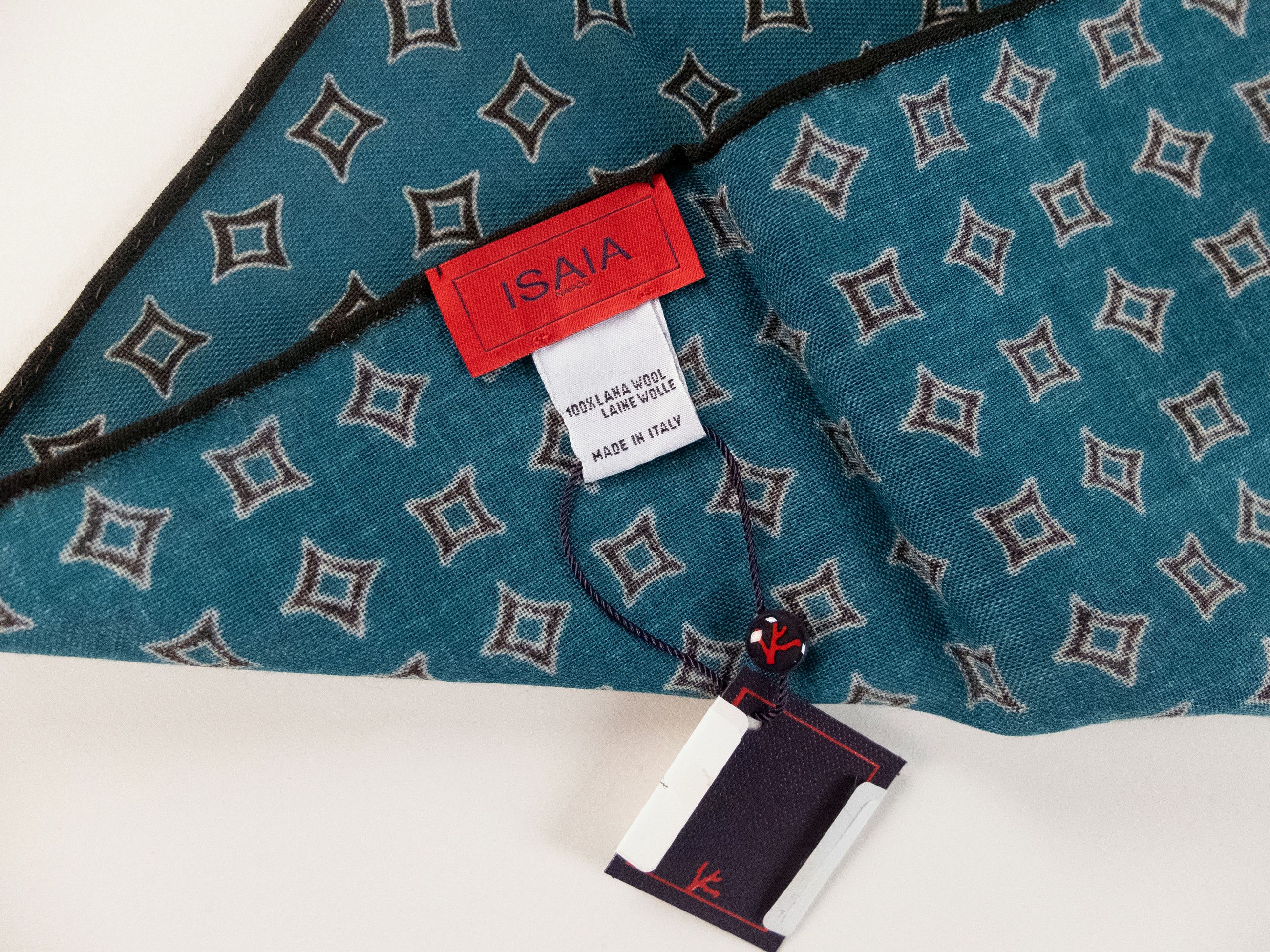 Isaia ISAIA Napoli blue geometric print wool pocket square Size ONE SIZE - 3 Thumbnail