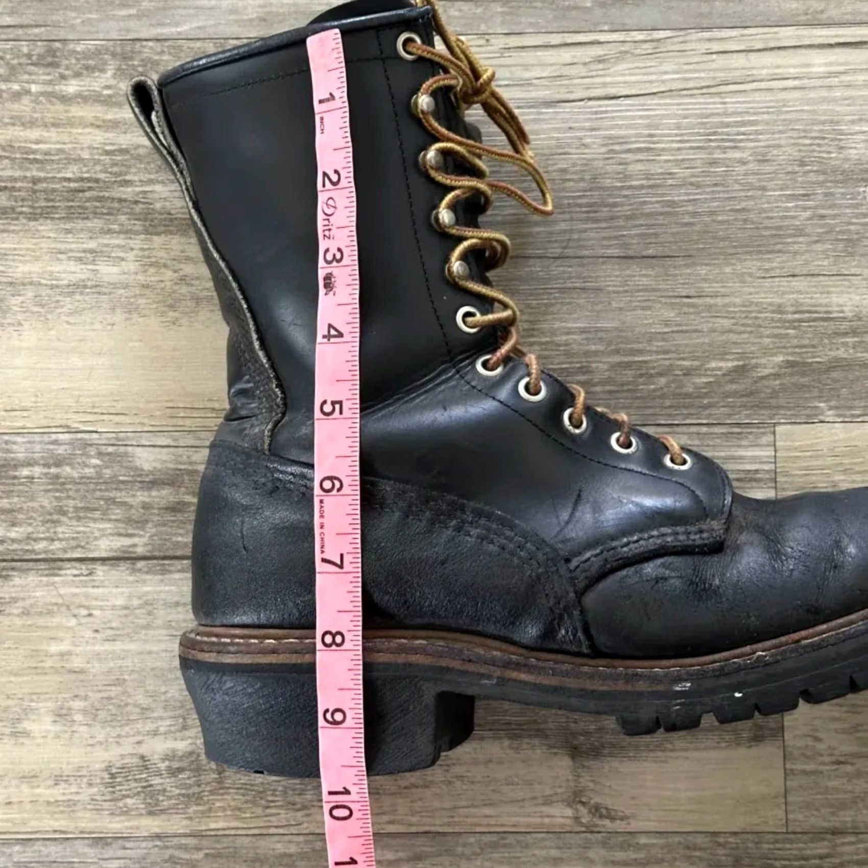 Vintage VINTAGE Red Wing Logger Boot Black Leather 8" 8.5 Men's Size Width? Size US 9 / EU 42 - 7 Thumbnail
