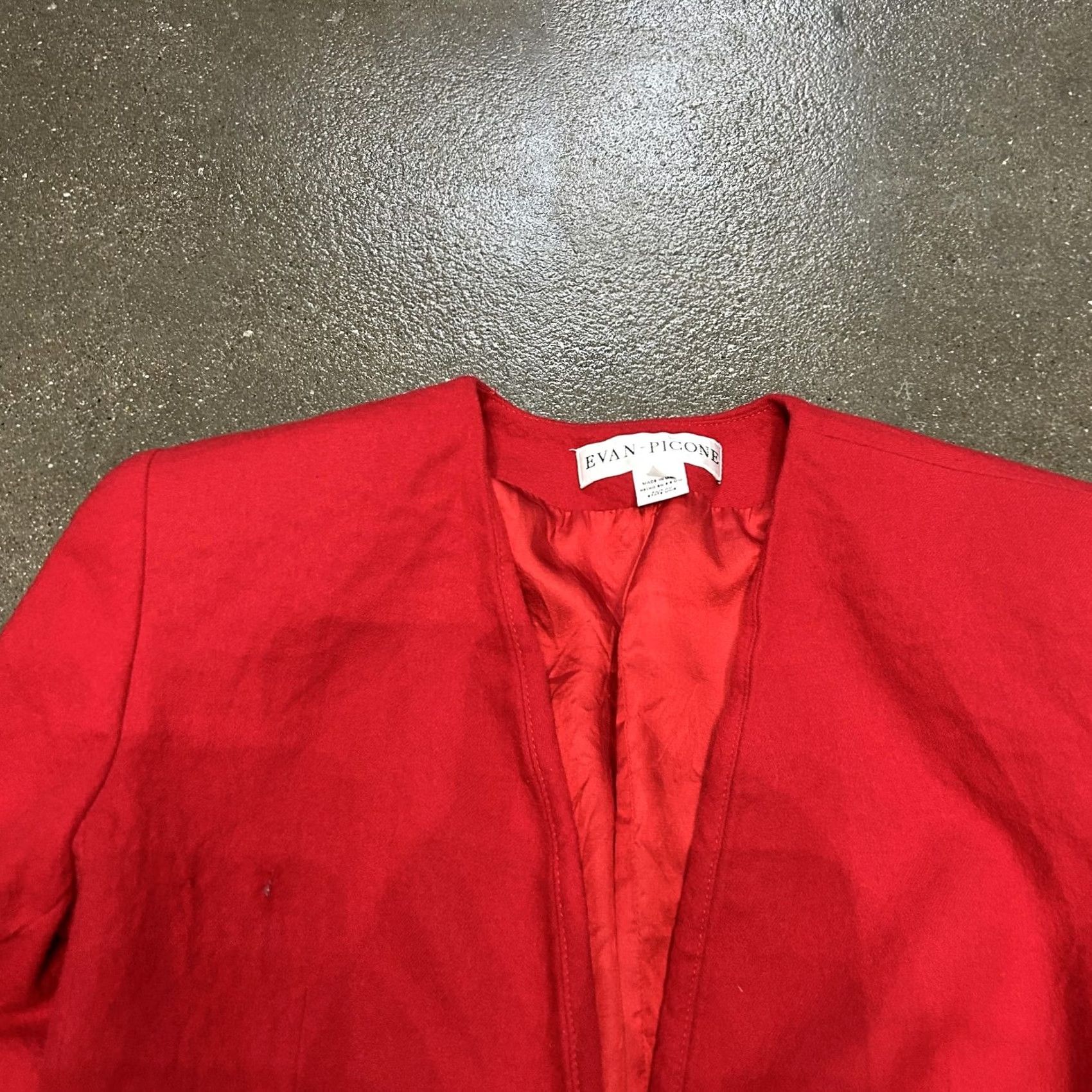 Evan Picone VINTAGE Evan-Picone Blazer Womens 8 Red Collarless One Button Lined Jacket 90s Size M / US 6-8 / IT 42-44 - 2 Thumbnail