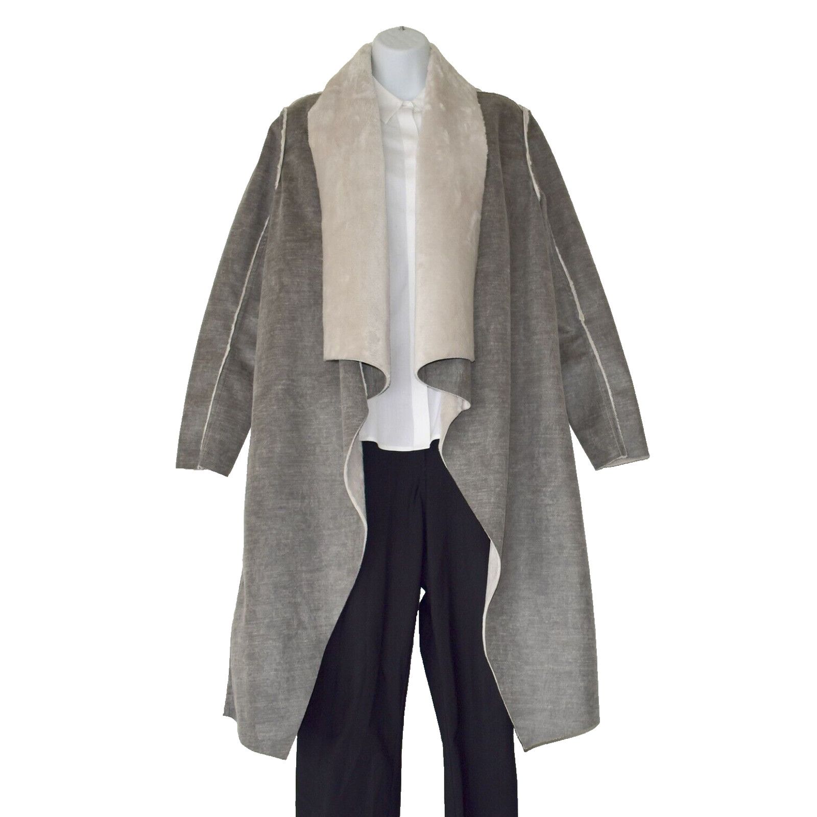 Anthropologie NEW AMADI Anthropologie Camilla Gray Sueded Coat Jacket Sz S Size S / US 4 / IT 40 - 1 Thumbnail