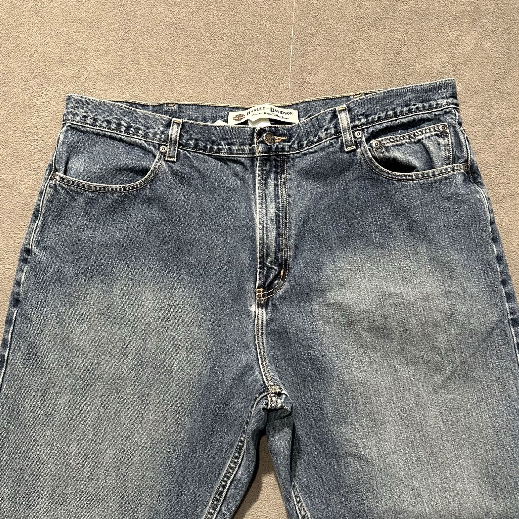 Harley Davidson Harley-Davidson Jeans Blue Denim Straight Genuine MotorClothes Motorcycle Mens 42x30 Size US 42 / EU 58 - 3 Thumbnail