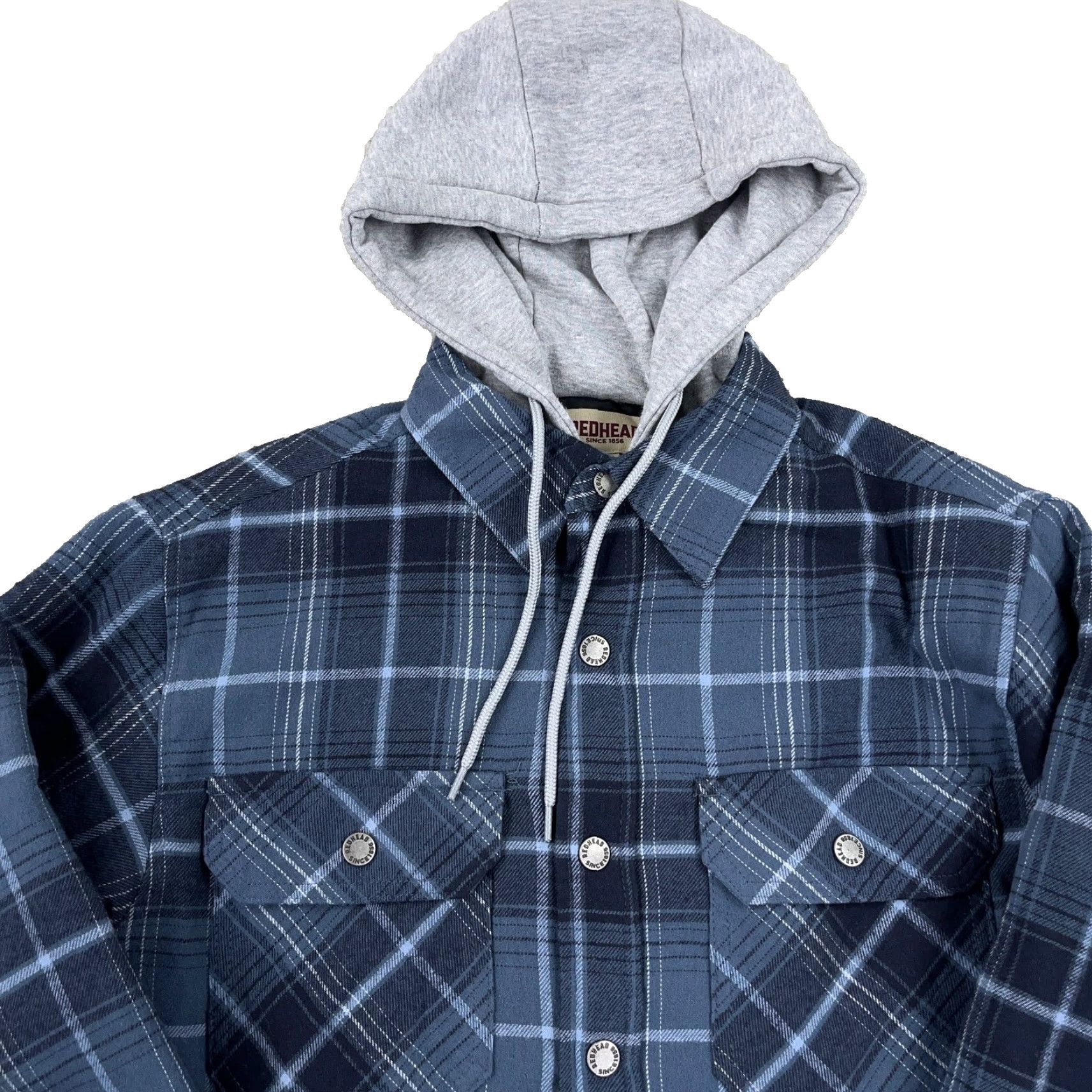 Vintage RedHead Shacket Men Small Blue Plaid Flannel Shirt Jacket Quilt Lined Hoodie A23 Red Size US S / EU 44-46 / 1 - 2 Thumbnail