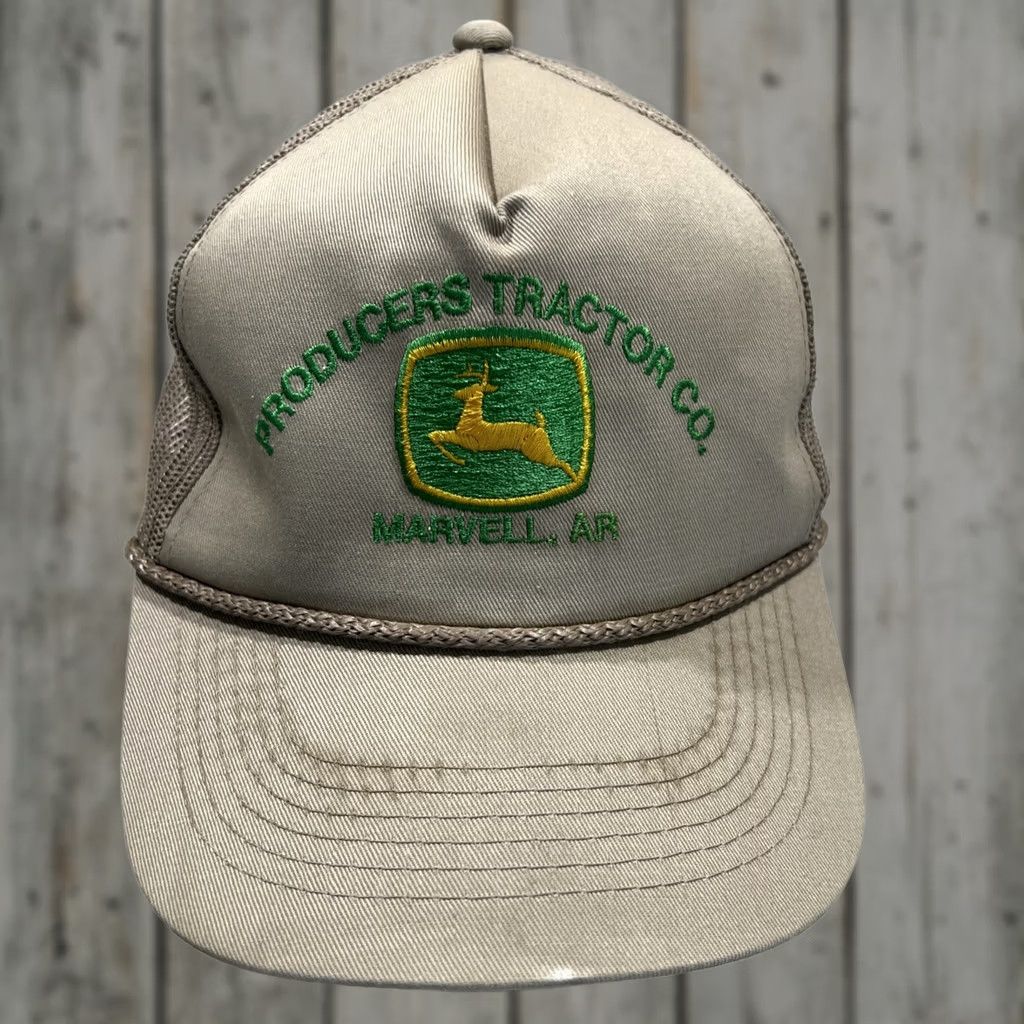 John Deere VINTAGE John Deere Hat Snapback Producers Tractor Co. Marvell Arkansas Rope Gray Farmers Workwear Mens Size ONE SIZE - 1 Thumbnail