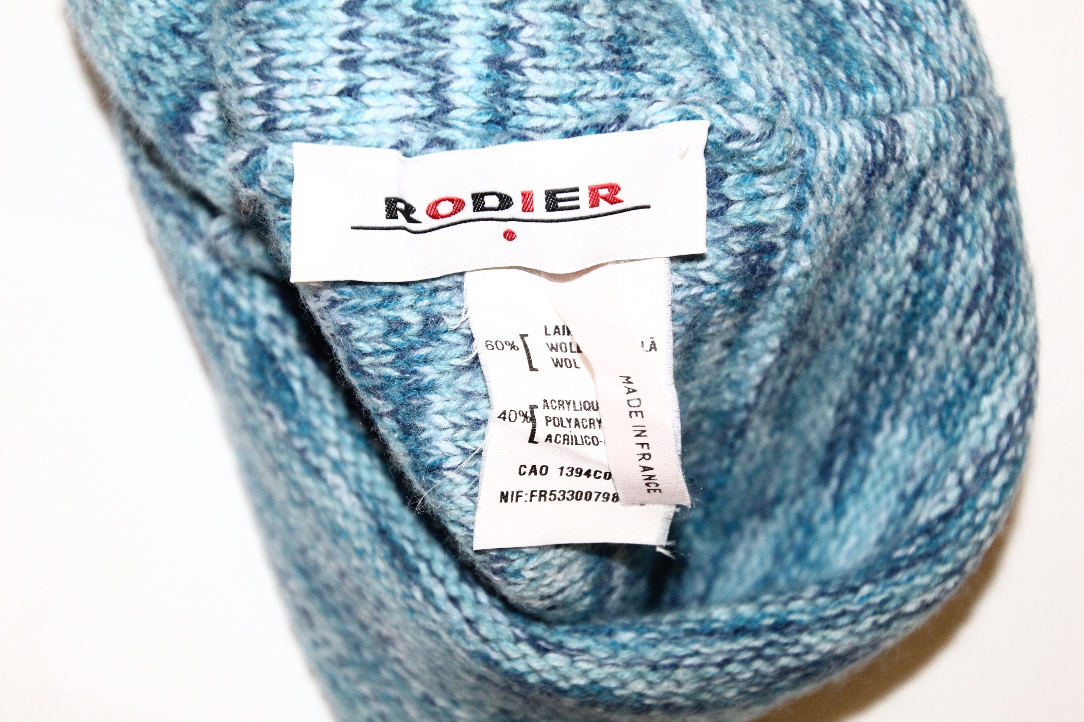 Japanese Brand VTG Rodier Paris Wool Blend Intarsia Tight Knit Beanie Hat Size ONE SIZE - 5 Thumbnail