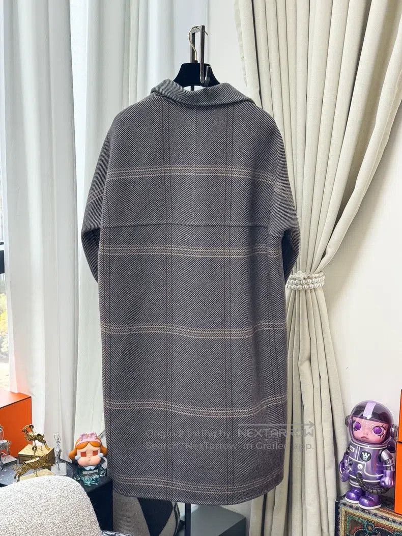 Hermes Hermes Gray Striped Plaid Cashmere Coat Jacket Size XXS / US 00 / IT 34 - 5 Thumbnail