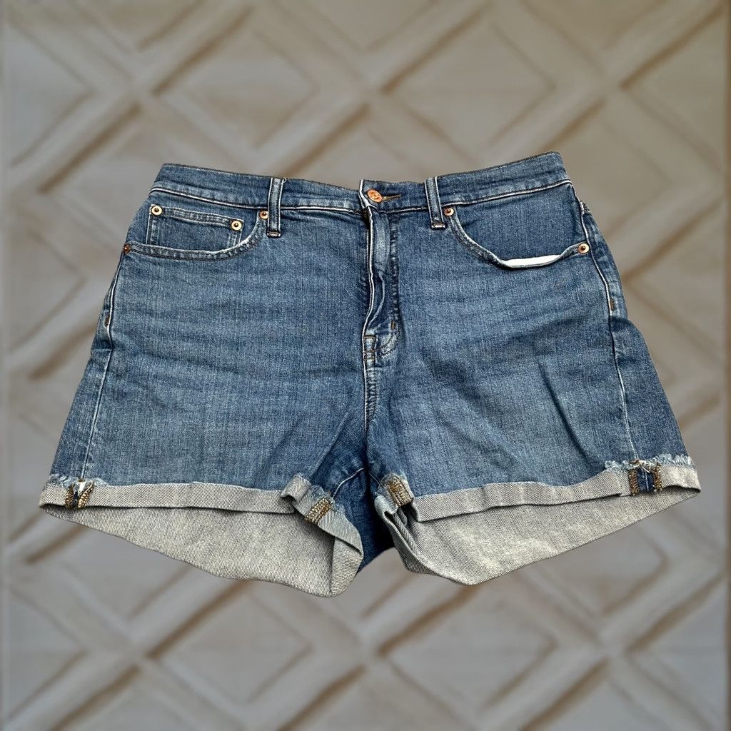 J.Crew J.CREW Mom Denim Shorts Women 29 Blue Medium Wash High Rise Casual Stretch 32x3 Woman Shorts Denim Blue Medium Wash High Rise 5-Pocket Mens? Size 29" - 1 Thumbnail