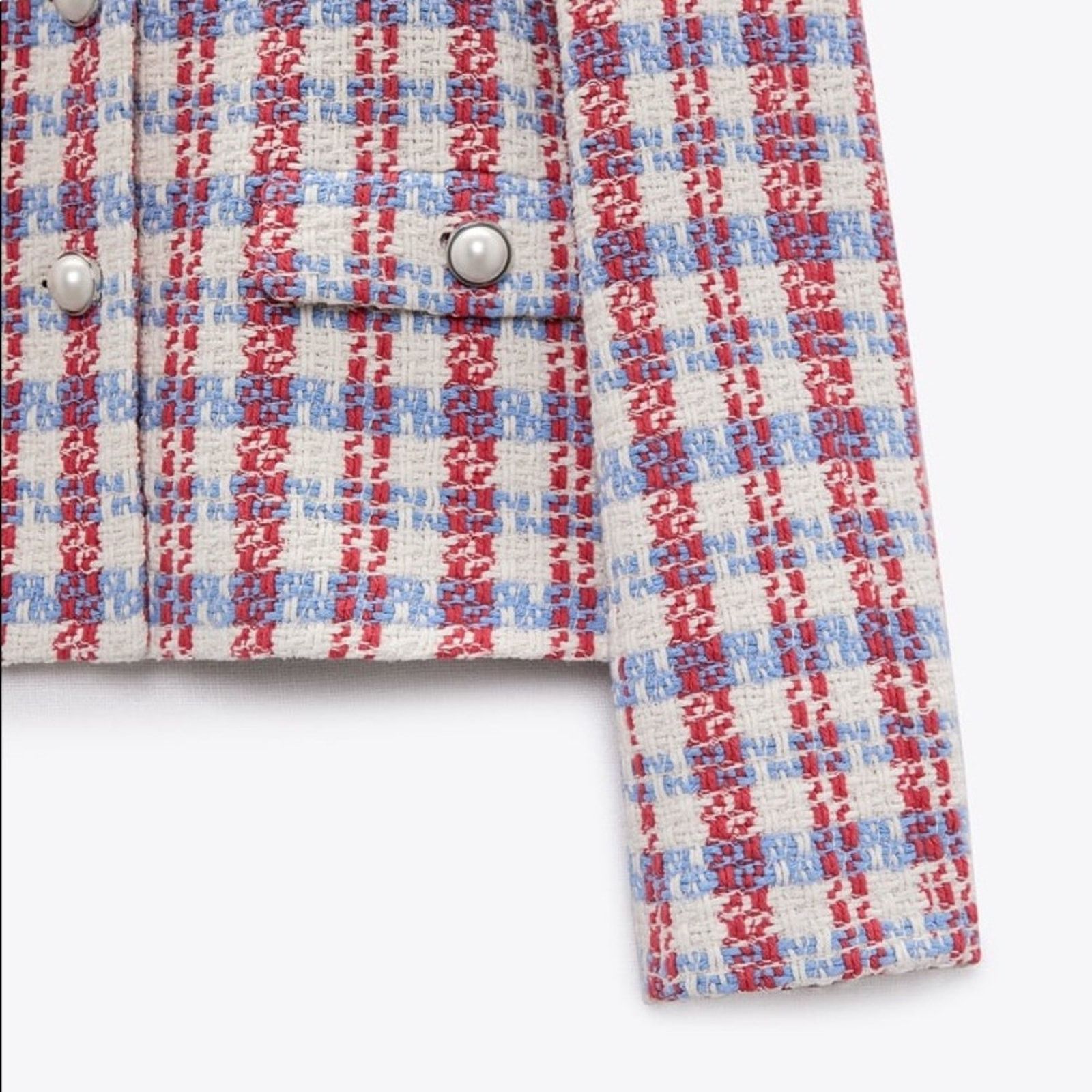 Zara ZARA PEARL BUTTON TEXTURED JACKET MULTICOLORED Size XS / US 0-2 / IT 36-38 - 13 Thumbnail