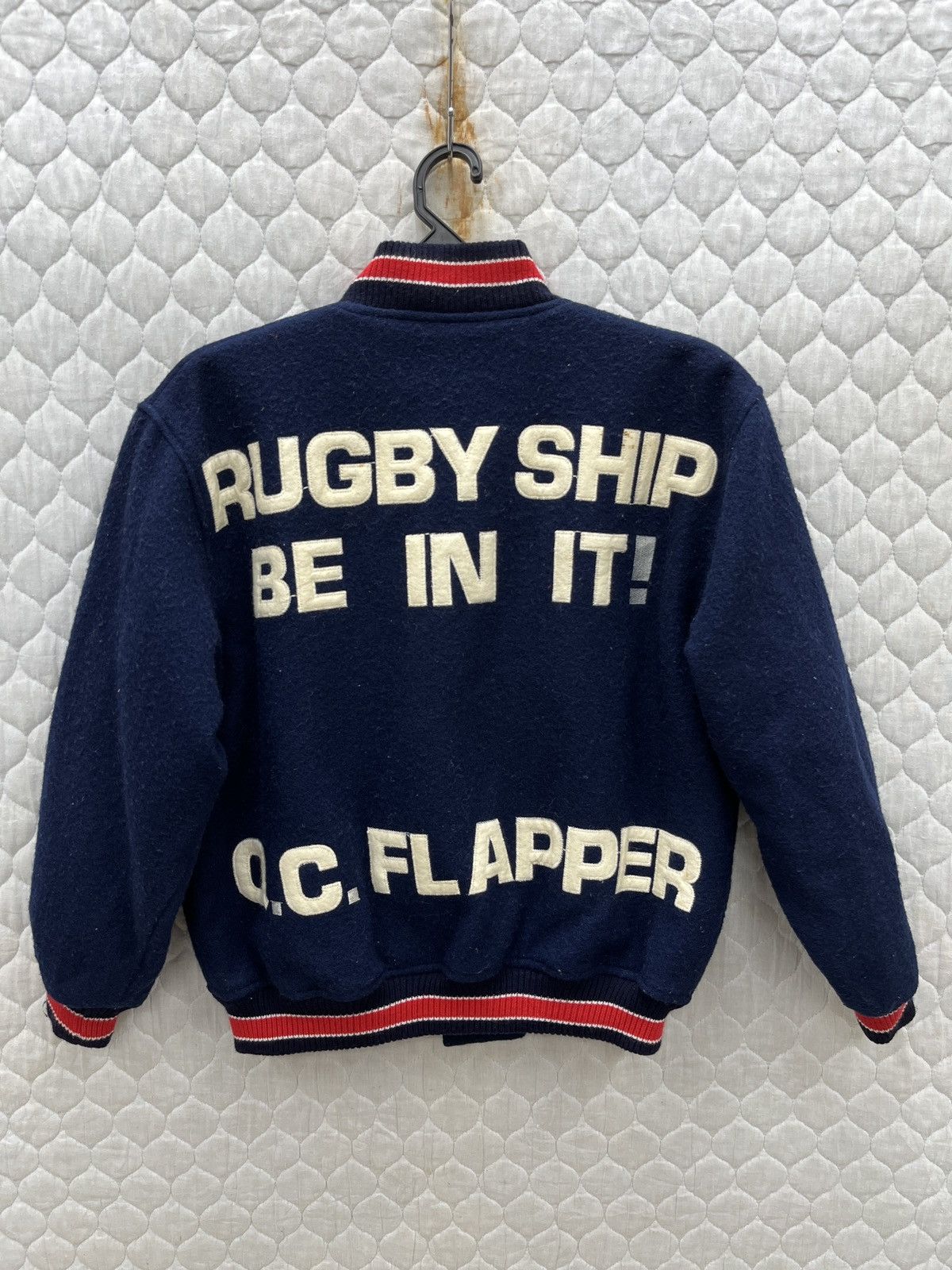 🔥🔥🔥STEALS VTG RUGBY SHIP QC FLAPPER VARSITY JACKET
