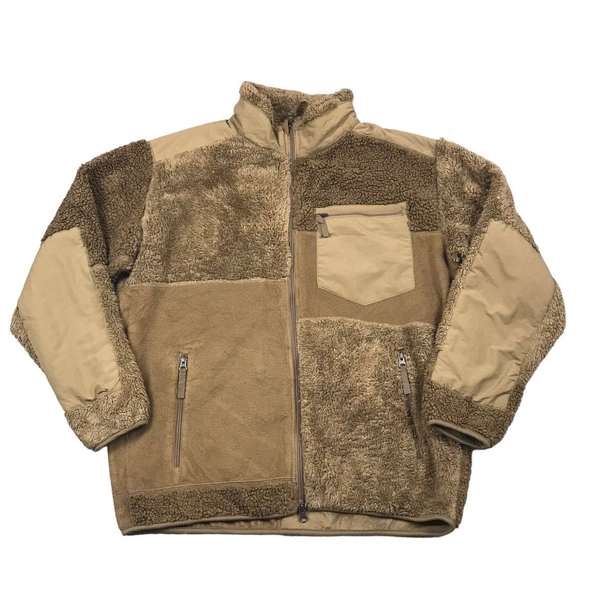 image of Engineered Garments X Uniqlo Sherpa Patchwork Style Jacket in Brown, Men's (Size XL)