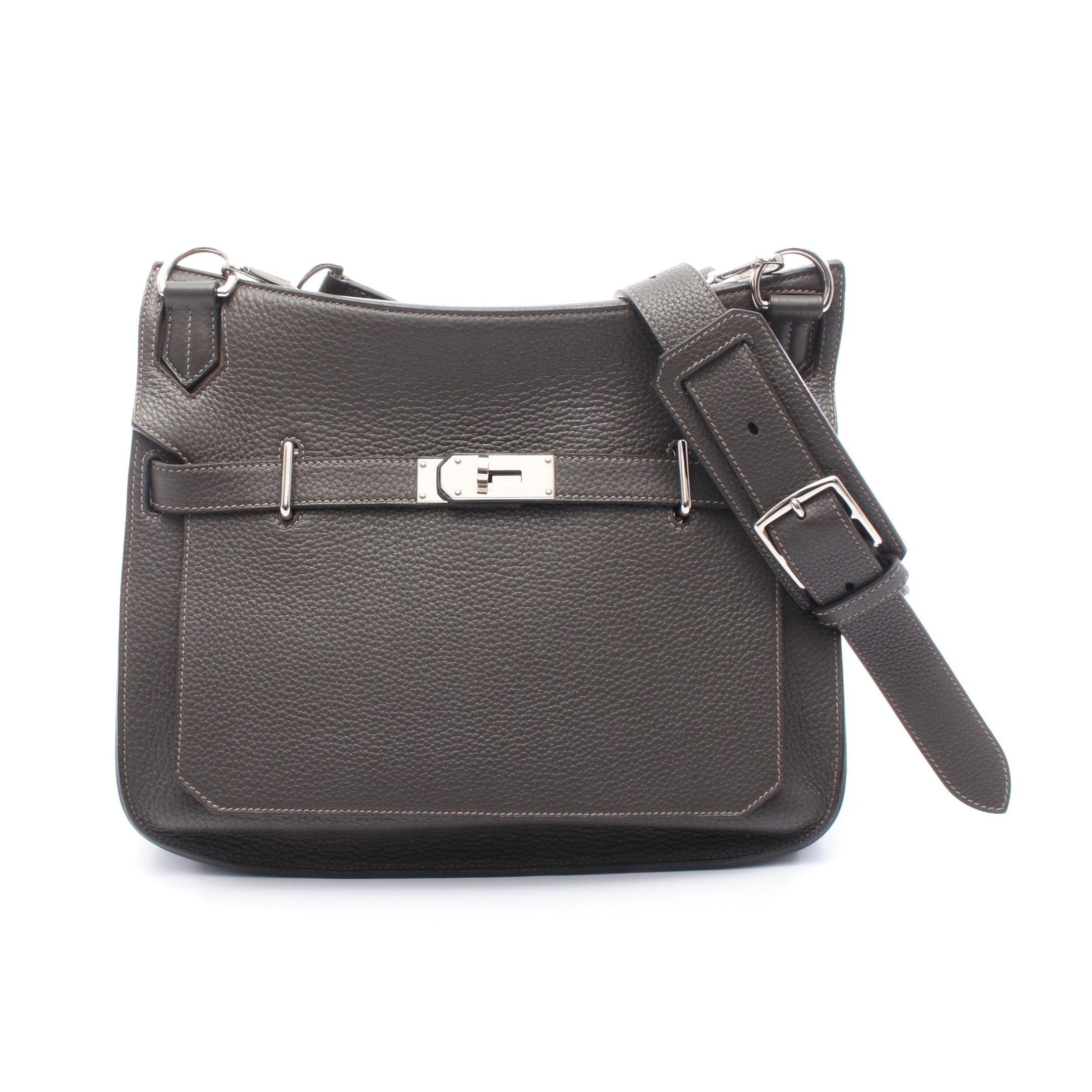 Hermes Hermes Gypsiere 34 Verso Graphite Etoupe Shoulder Bag Clemence Leather Dark Gray Silver Hardware Stamp Size ONE SIZE - 1 Thumbnail