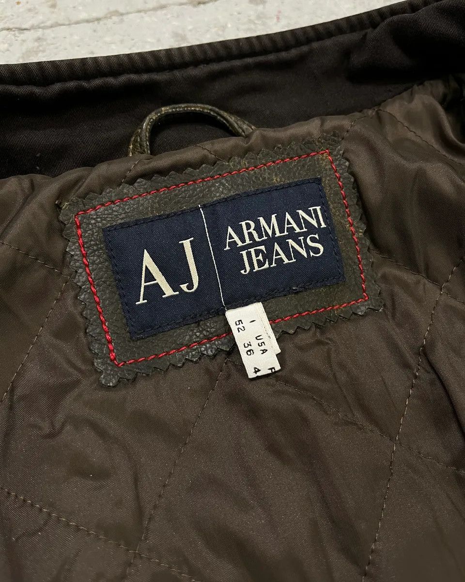 Armani 2000s Armani Brown Leather Stripe Biker Leather Jacket Size US M / EU 48-50 / 2 - 9 Thumbnail