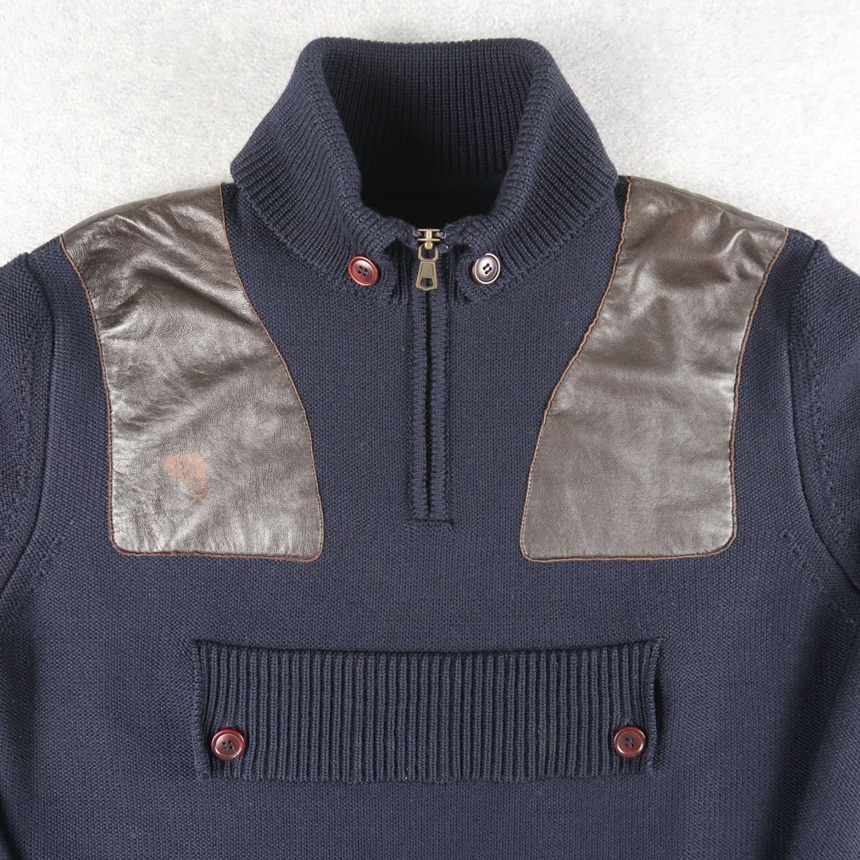 Barbour BARBOUR TOKITO Wool 1/4 Zip Sweater - Blue - XL - Men Size US XL / EU 56 / 4 - 3 Thumbnail