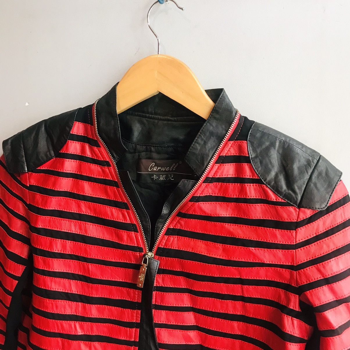 Japanese Horizontal Strips Leather Jacket
