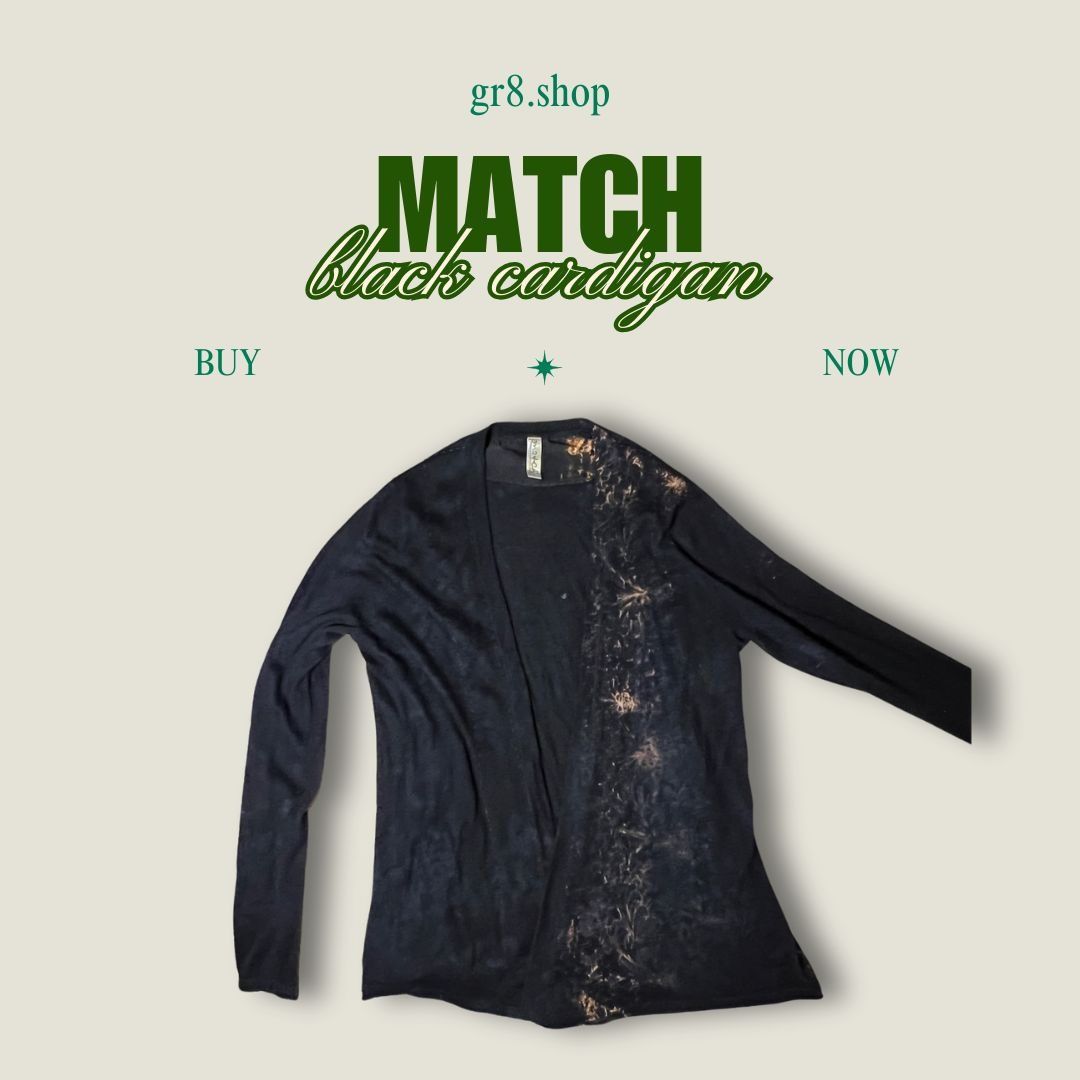 Other Match Womens Cashmere & Silk Black Cardigan With Bleach Effe Size L / US 10 / IT 46 - 1 Thumbnail