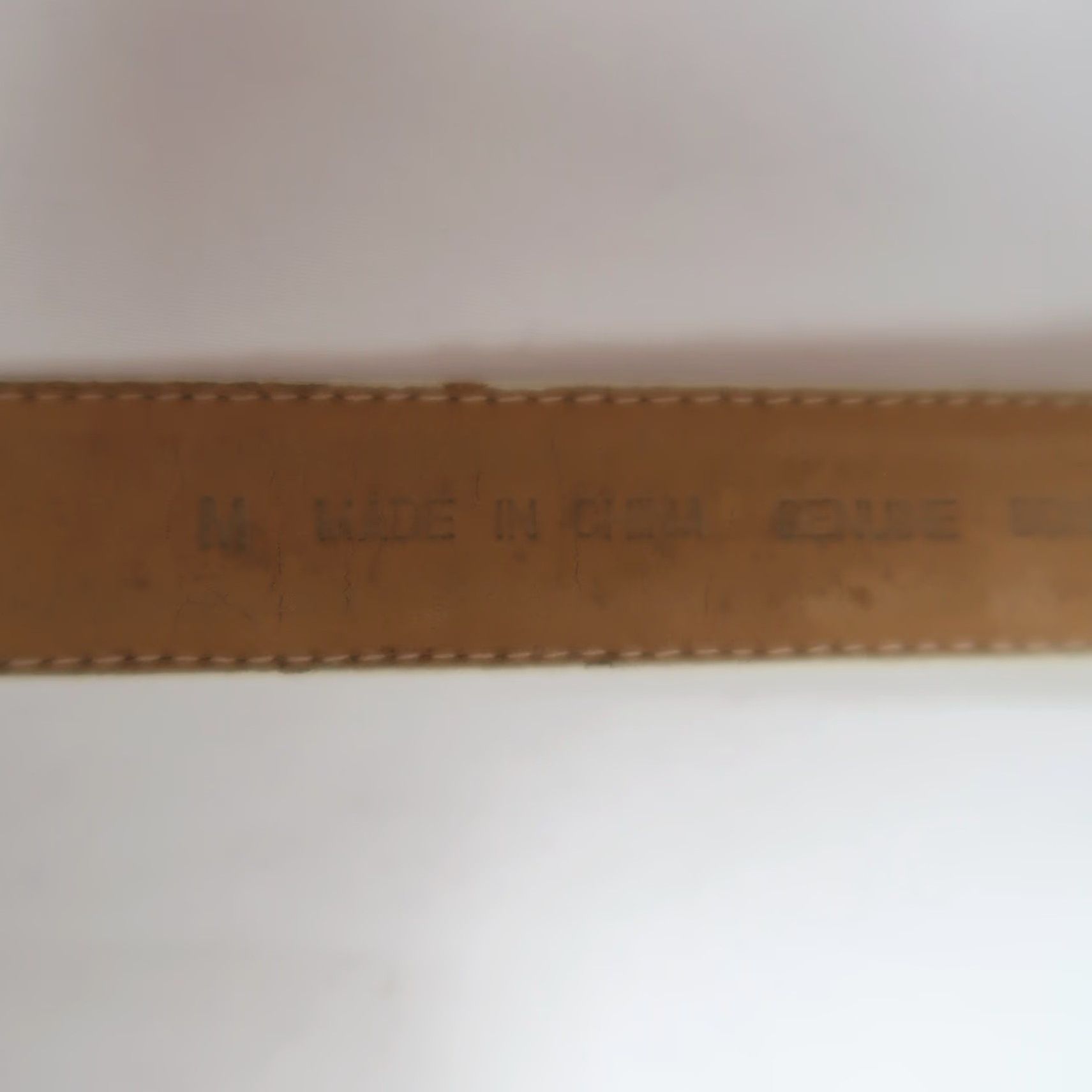 Vintage VINTAGE 90s Cream Leather Croc Embossed Gold Buckle Waist Belt M Size ONE SIZE - 5 Thumbnail