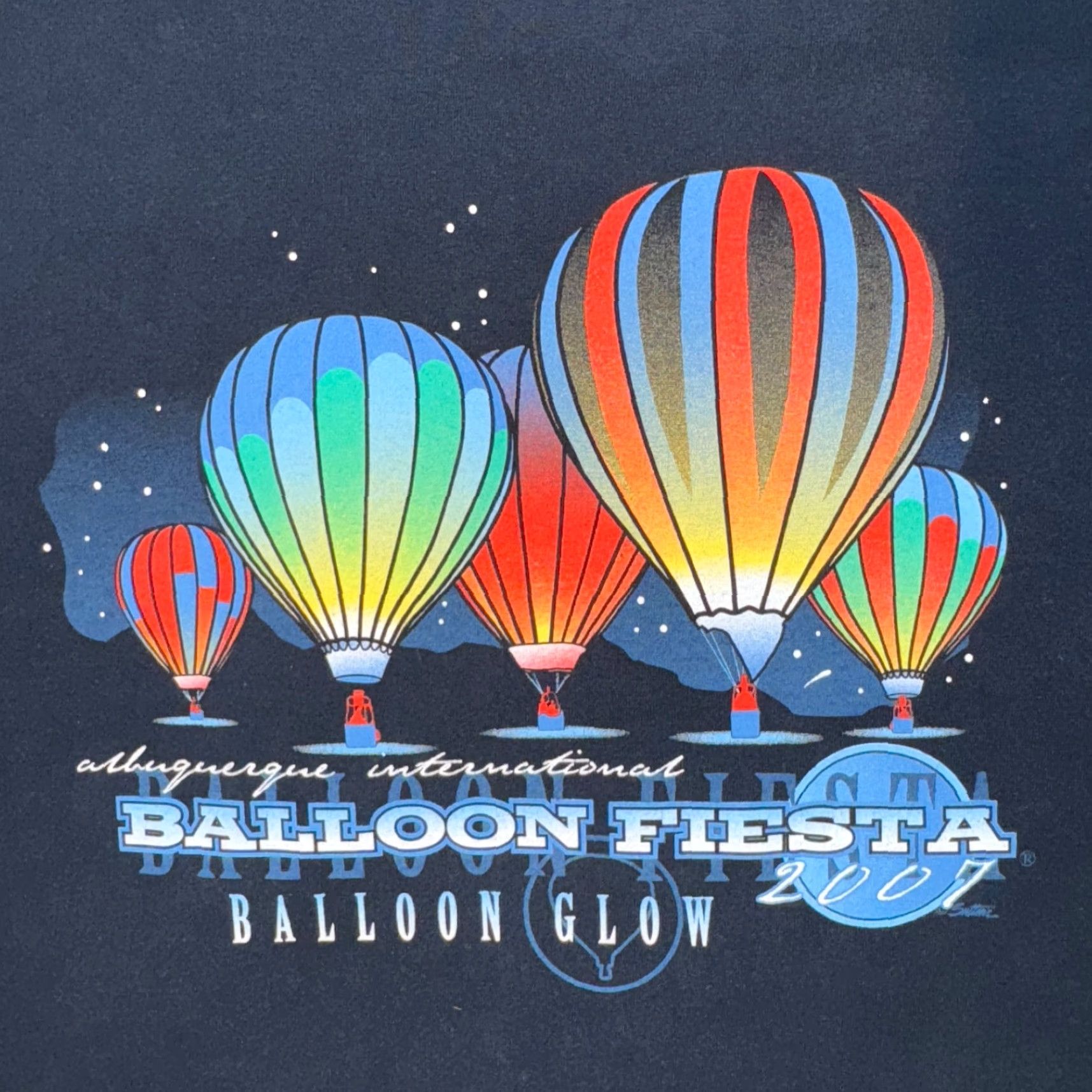 AAA VINTAGE Balloon Fiesta Balloon Glow Albuquerque New Mexico Festival Y2K Tshirt XL Blue Logo Men Regular Short Sleeve Cotton Jersey Size US XL / EU 56 / 4 - 4 Thumbnail