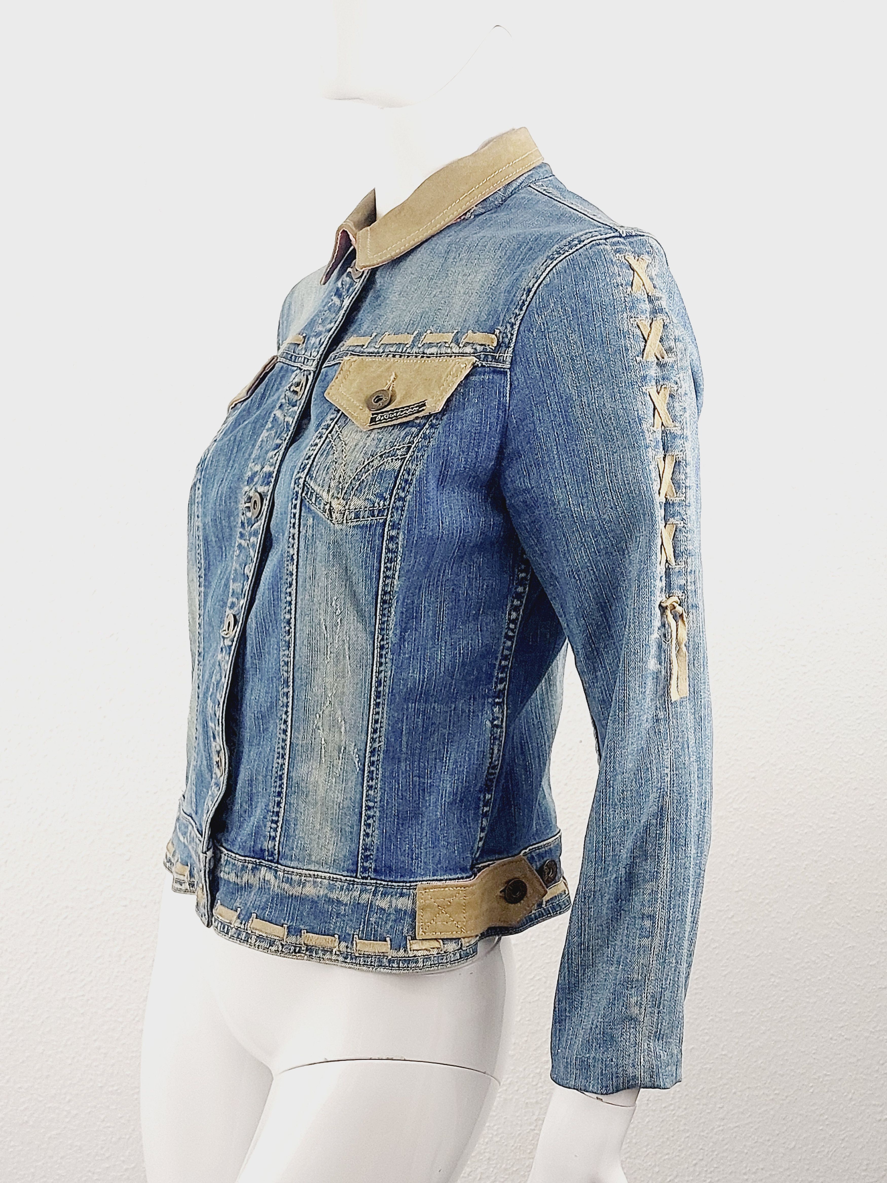 Dolce & Gabbana Dolce and Gabbana D&G Leather Trim Corset Lace-Up Jacket Size M / US 6-8 / IT 42-44 - 7 Thumbnail