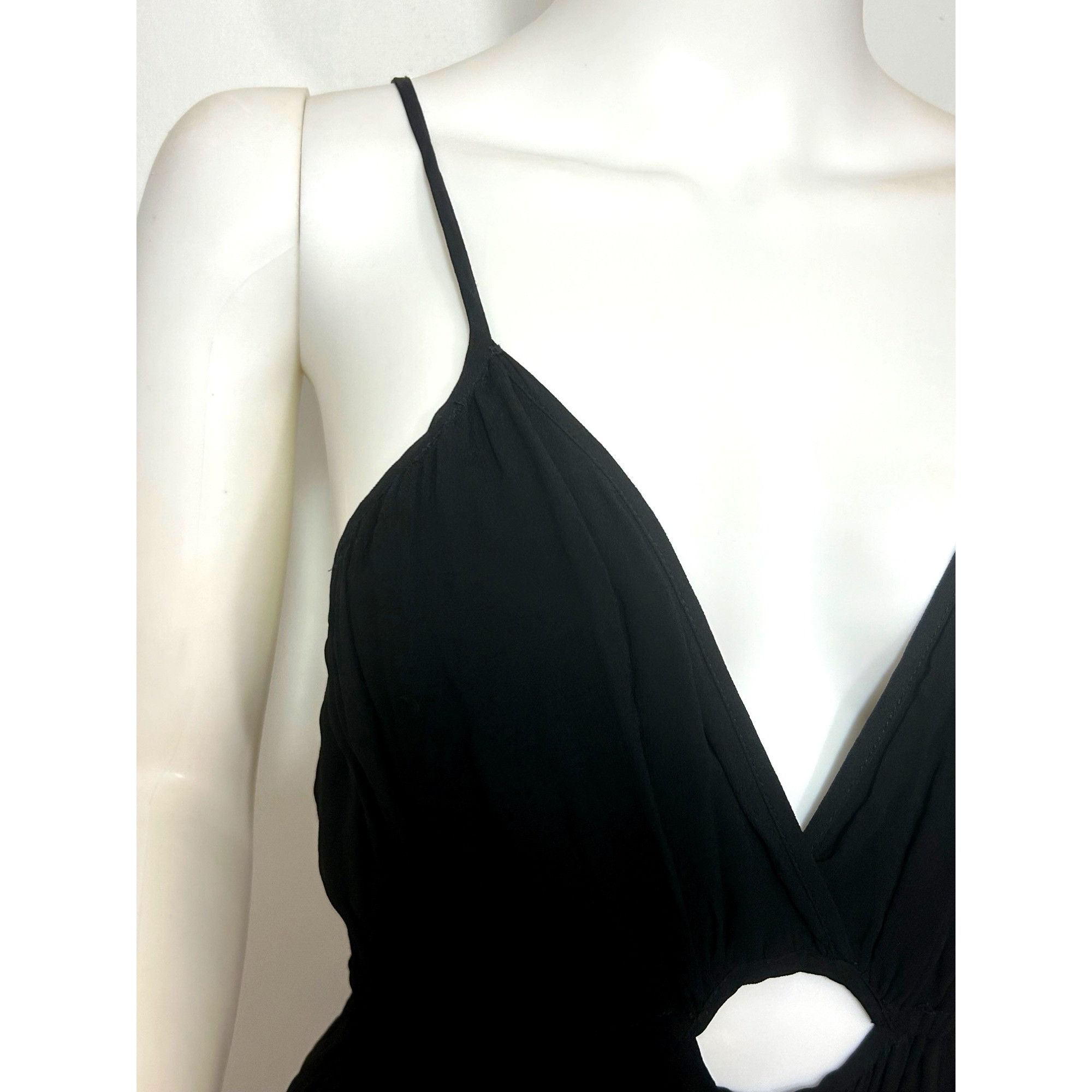 Young Fabulous & Broke YFB Dress M Black Maxi Tiered Ruched Straps Party Cocktail V Size M / US 6-8 / IT 42-44 - 11 Thumbnail