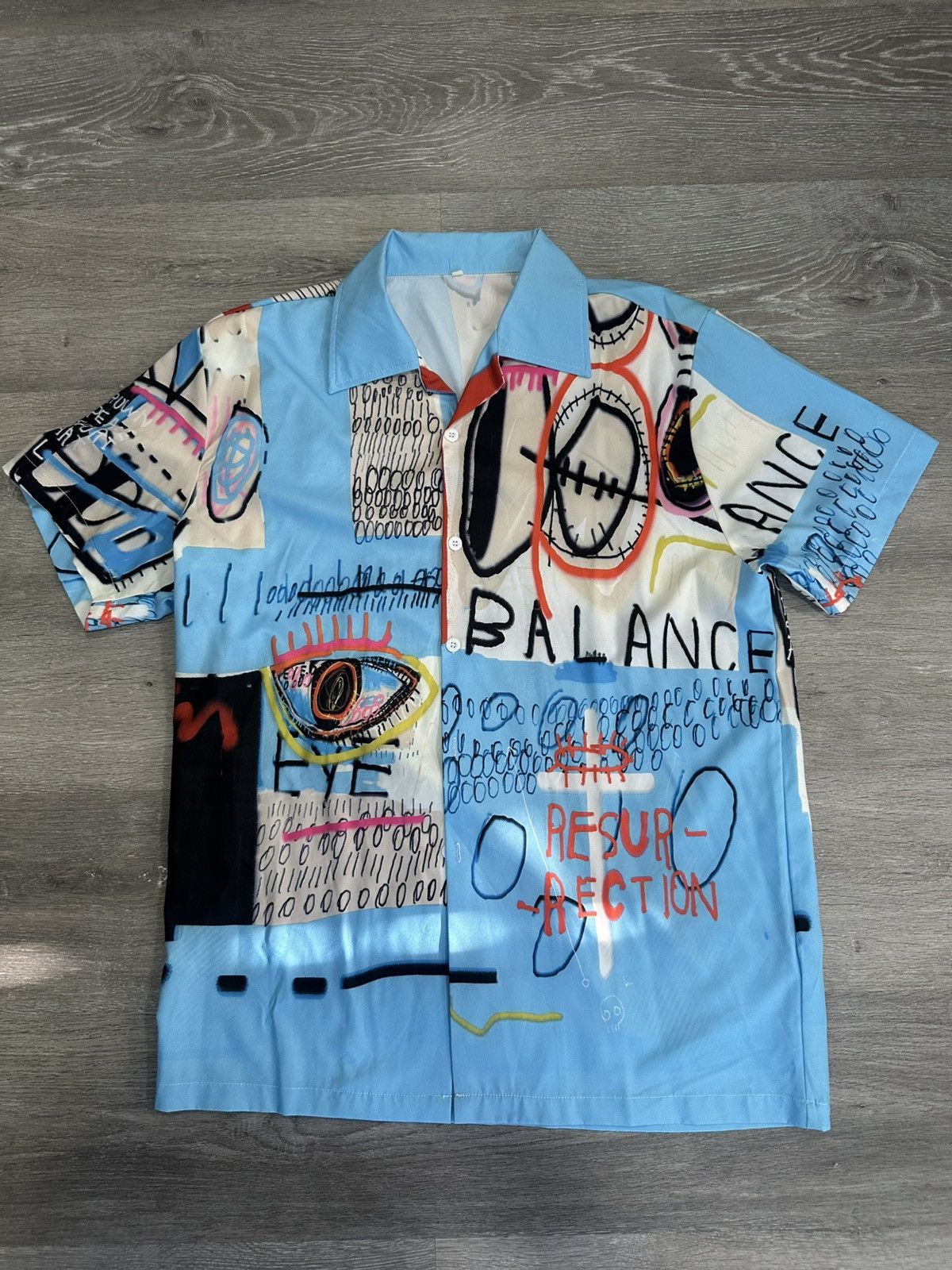 Other Graphic graffiti Short Sleeve Button Up Blue Medium Top Men Size US M / EU 48-50 / 2 - 1 Thumbnail