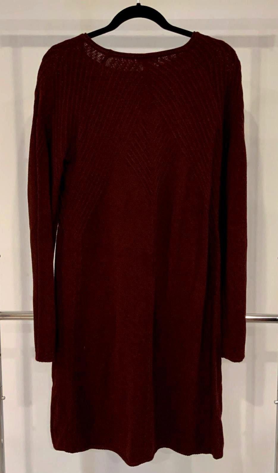 Designer Max Studio Cozy Knit Sweater Dress - Burgundy Size L / US 10 / IT 46 - 2 Thumbnail