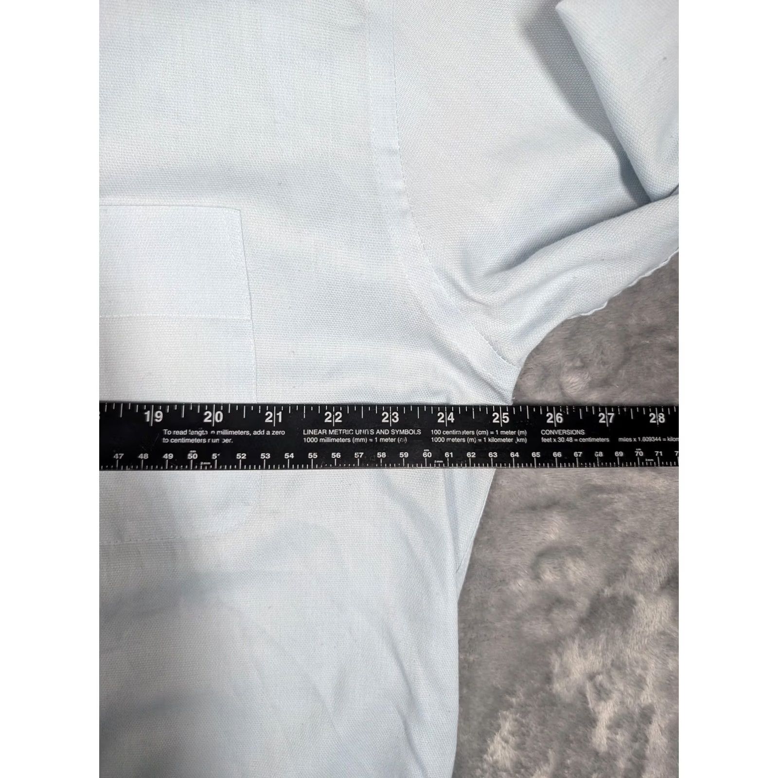Yves Saint Laurent Yves Saint Laurent Dress Shirt Mens 16.5 34/35 Blue Solid Pocket Long Sleeve Size 42R - 3 Thumbnail