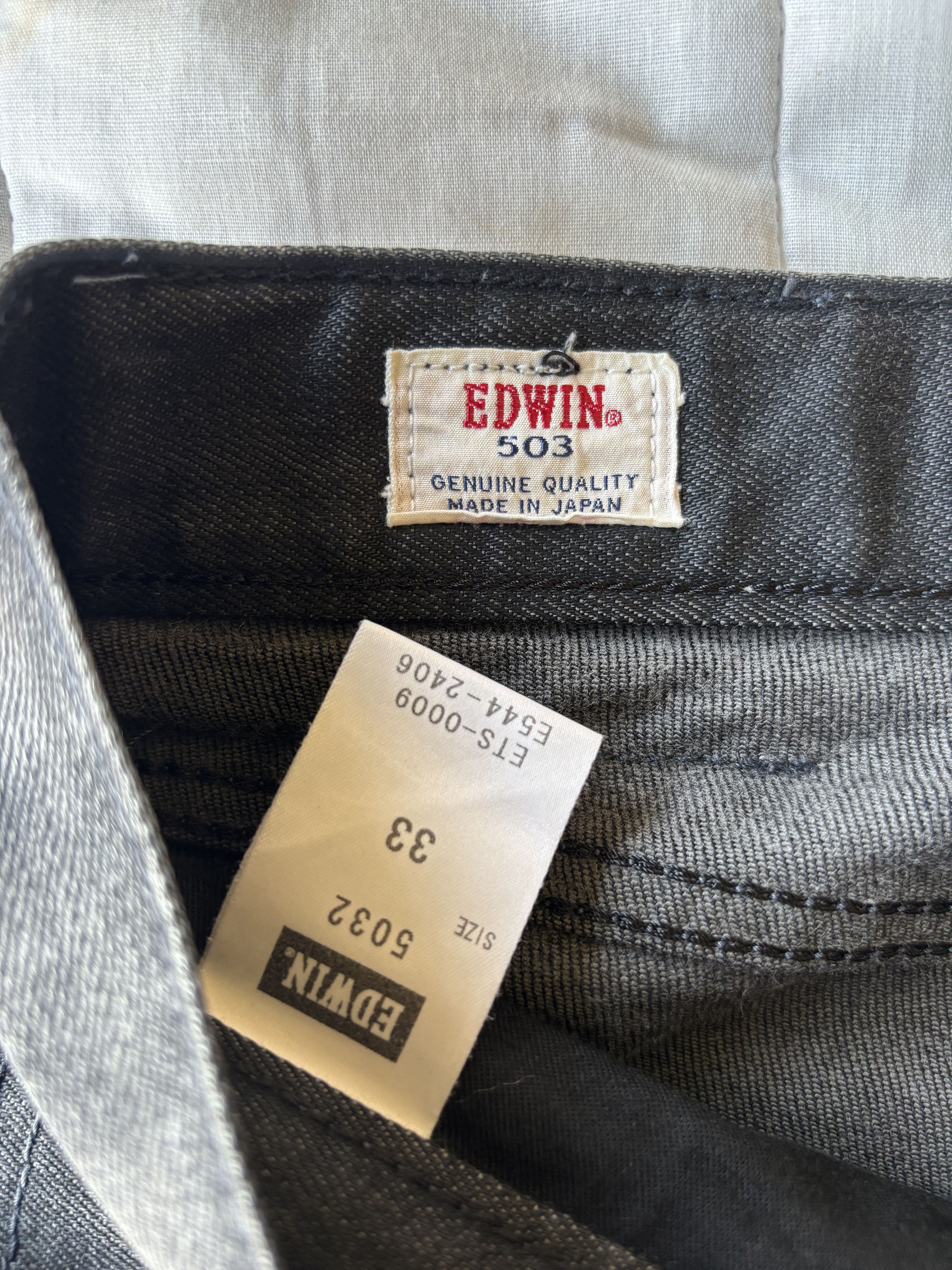 14th Addiction × If Six Was Nine × Le Grande Bleu (L.G.B.) Edwin 503 Black Waxed Made In Japan Denim Jean Size US 33 - 13 Thumbnail