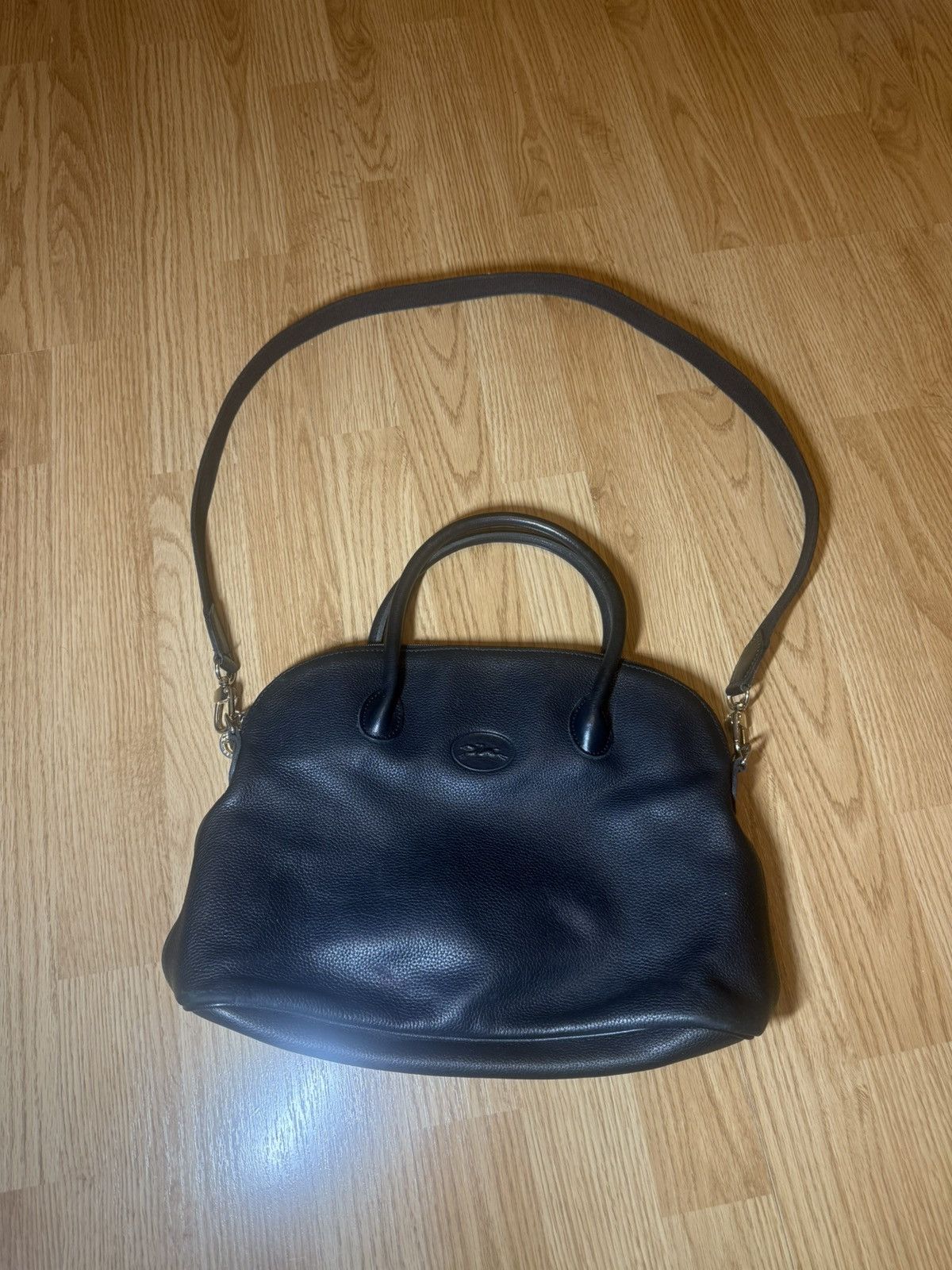 Vintage Longchamp Pebble Leather Crossbody Handbag Satchel
