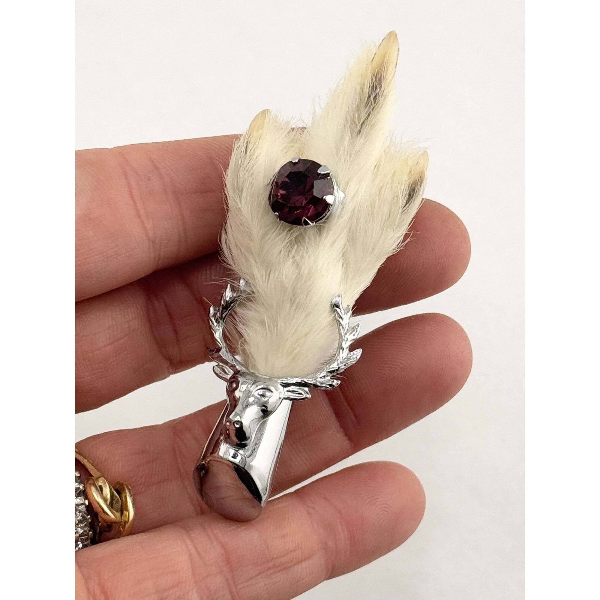 Vintage Estate WB Scottish Order of Elks stag lucky fur foot rhinest Size ONE SIZE - 4 Thumbnail