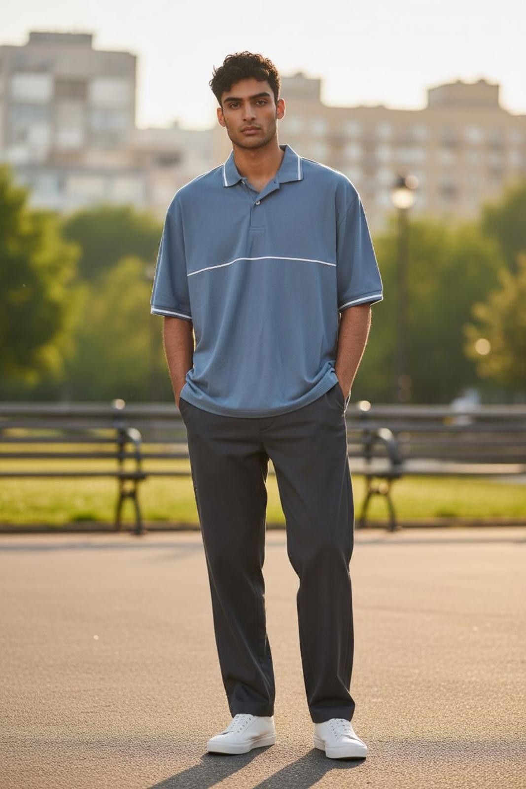 CNCPTS Concepts Men's Blue Short Sleeve Polo Shirt w/White Piping Size US XL / EU 56 / 4 - 2 Thumbnail