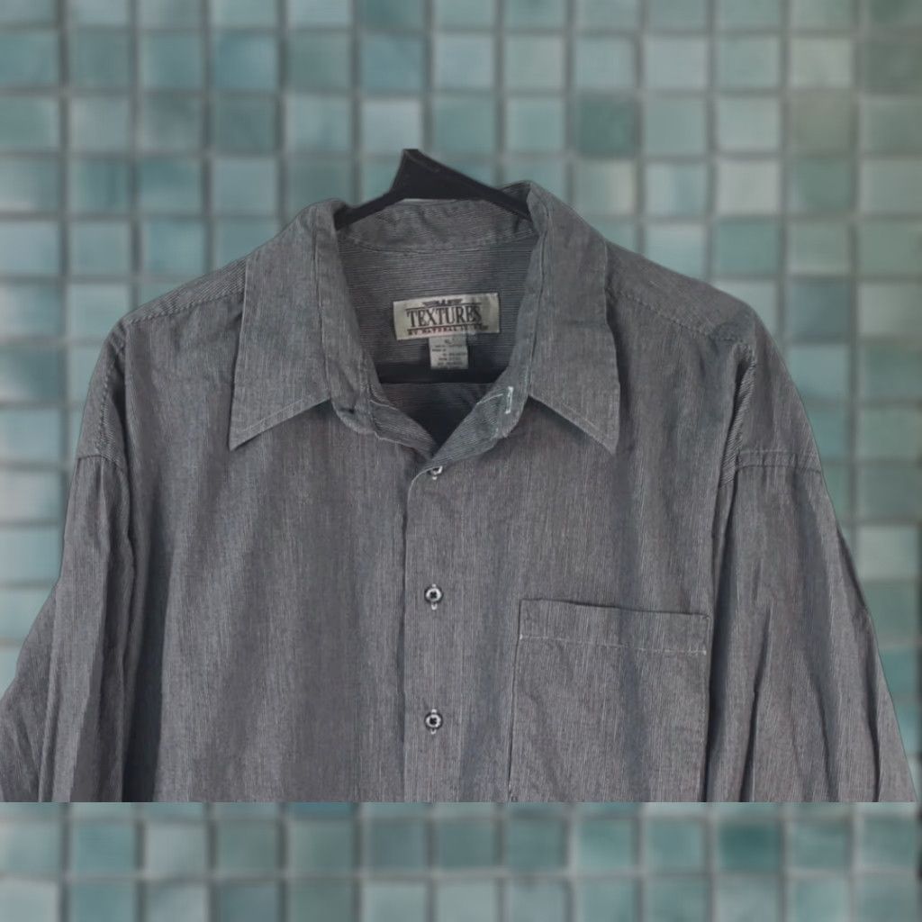 Vintage Textures By Natural Issue Mens Button Front Shirt Black Stripe Long Sleeve XL Size US XL / EU 56 / 4 - 1 Thumbnail