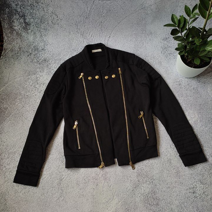 image of Pierre Balmain Double Zip Bomber Jacket In Black, Men's (Size Medium)