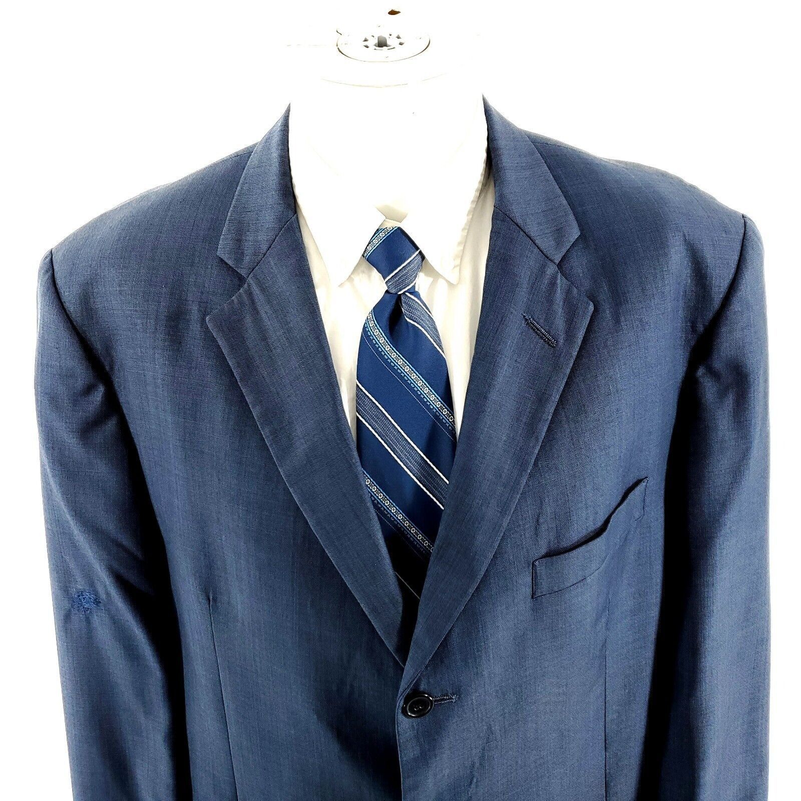 Tallia DAMAGED Tallia Uomo Worsted Wool 3 Button Blazer 44R Blue Sh Size 44R - 1 Thumbnail