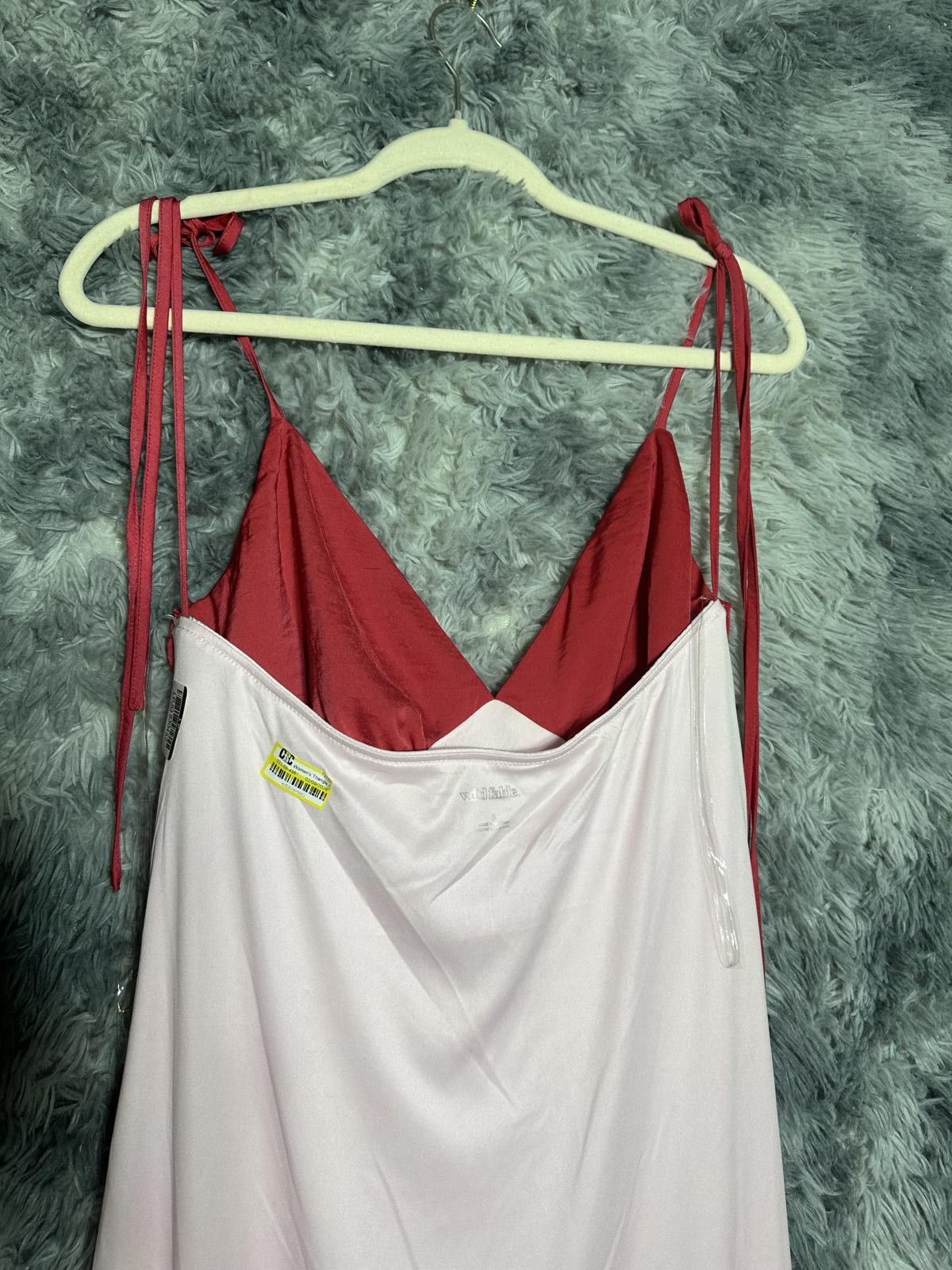 Unknown London Two-Tone Satin Slip Dress with Tie Straps Size ONE SIZE - 5 Thumbnail