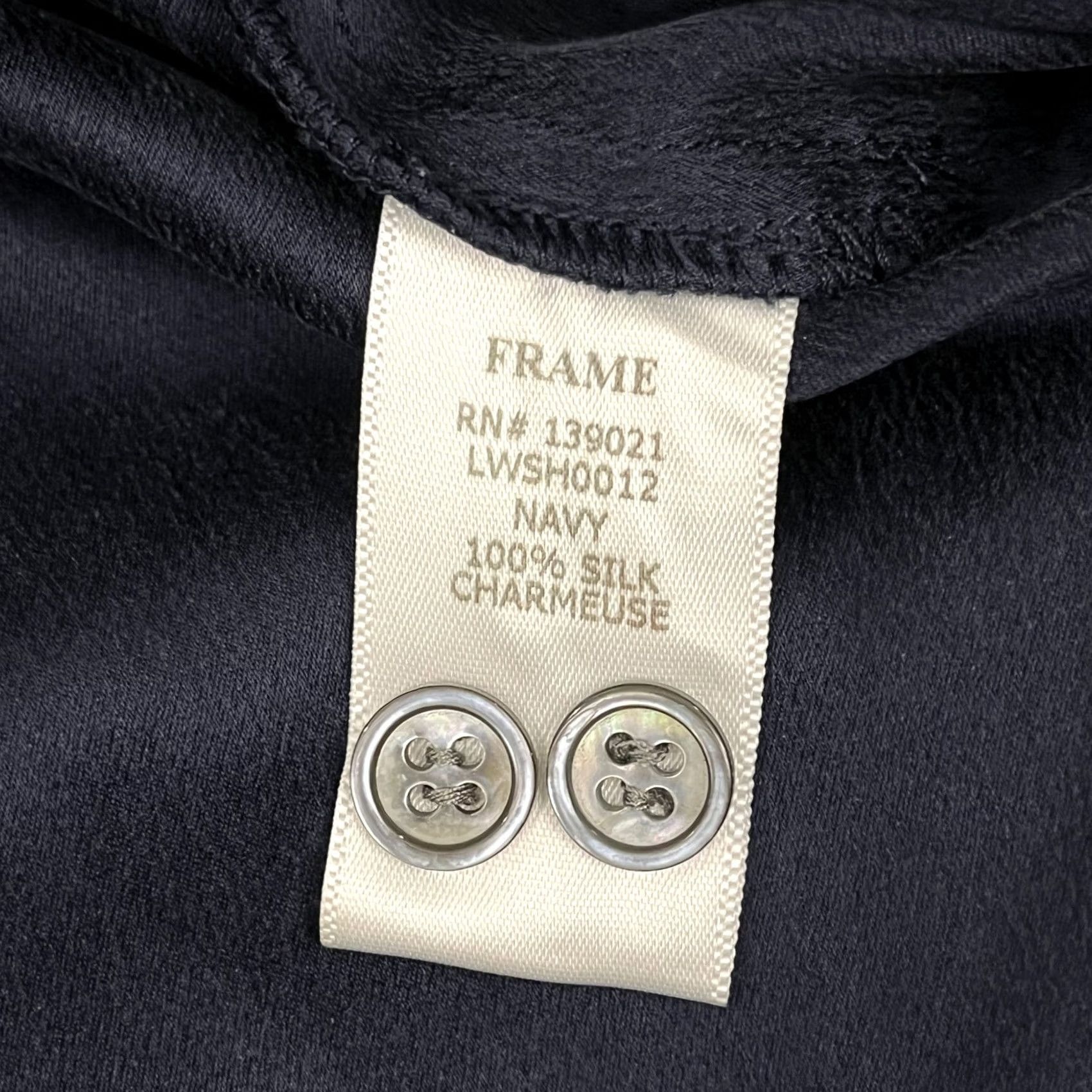 Frame VINTAGE FRAME SHIRT Dress Womens XS Navy Blue Silk Above Knee Sleeveless Pocket Button Up Collared Short Dress Casual Workwear 90s Womens No Size XS / US 0-2 / IT 36-38 - 3 Thumbnail
