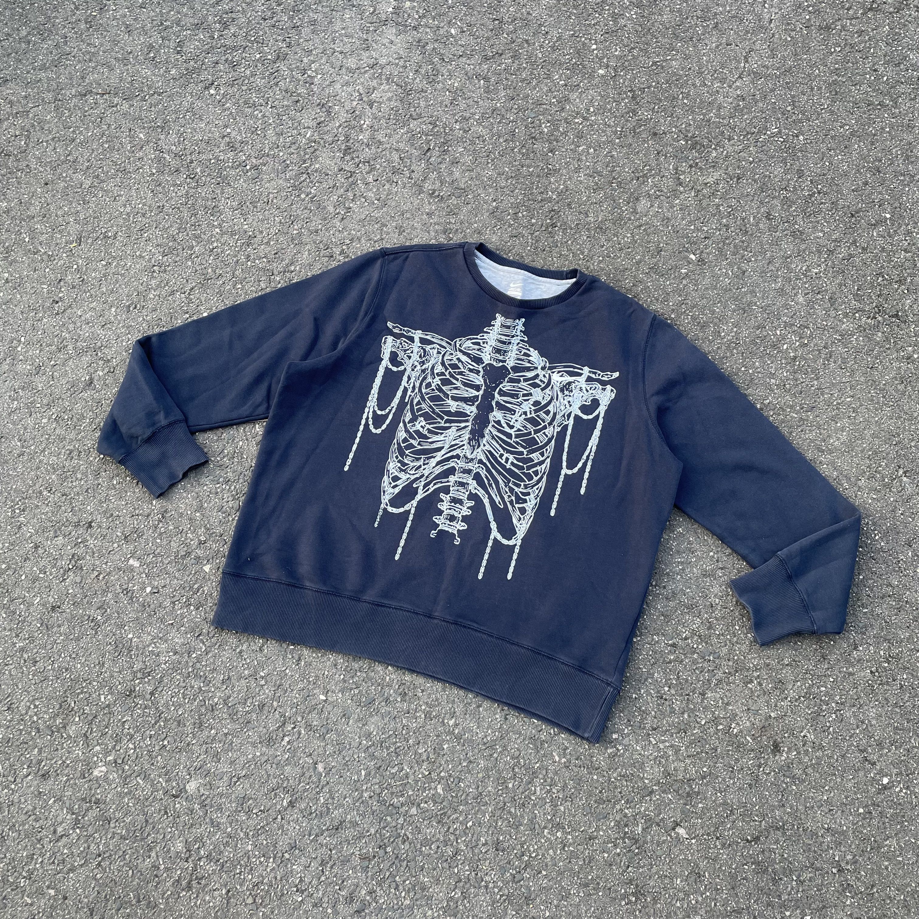 Nike Custom Vintage Nike sweatshirt Skeleton art grunge opium y2k Size US XL / EU 56 / 4 - 2 Thumbnail