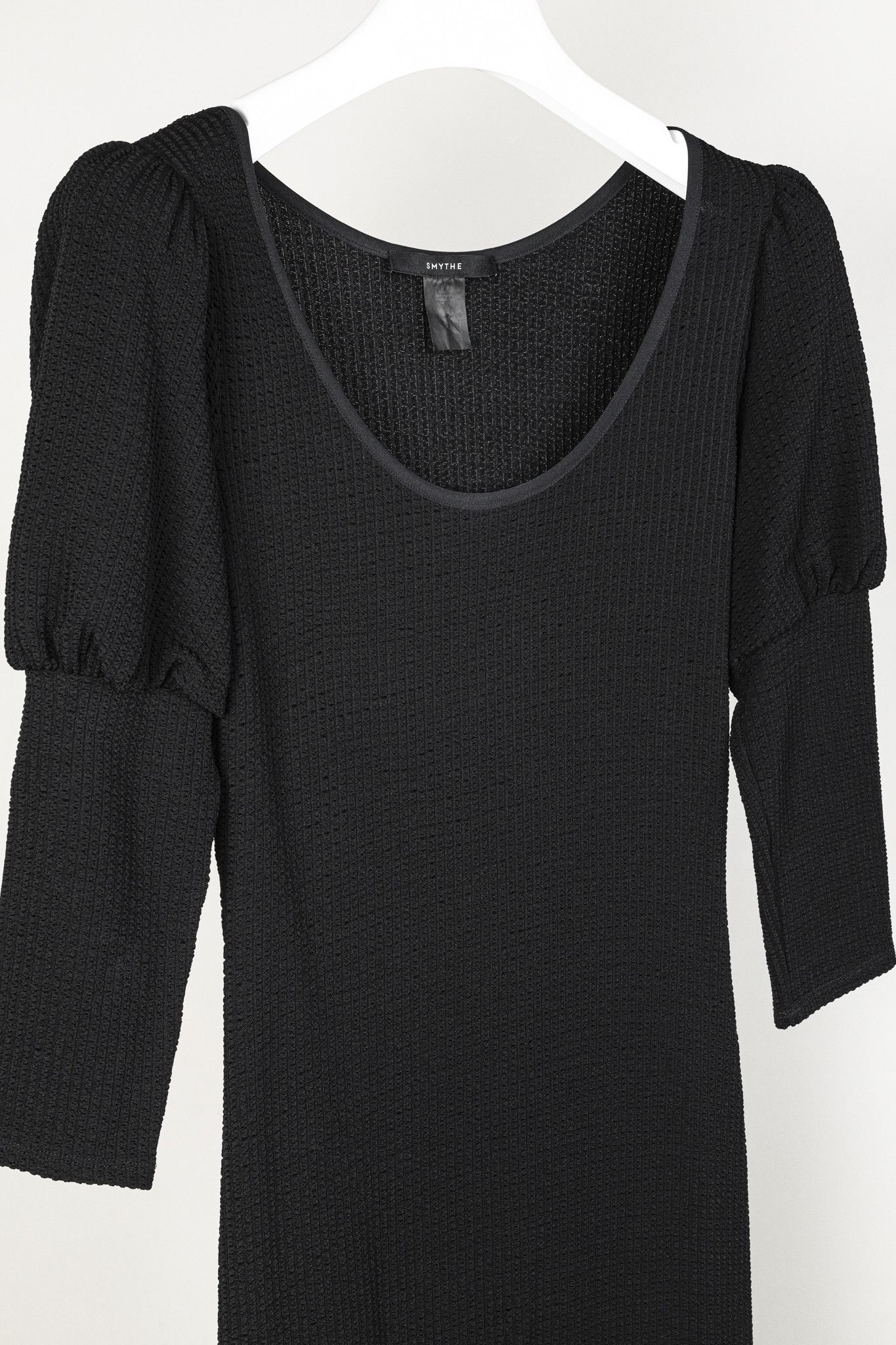 SMYTHE Smythe 'Juliet Sleeve' Black Rib Knit Midi Dress Size M / US 6-8 / IT 42-44 - 3 Thumbnail