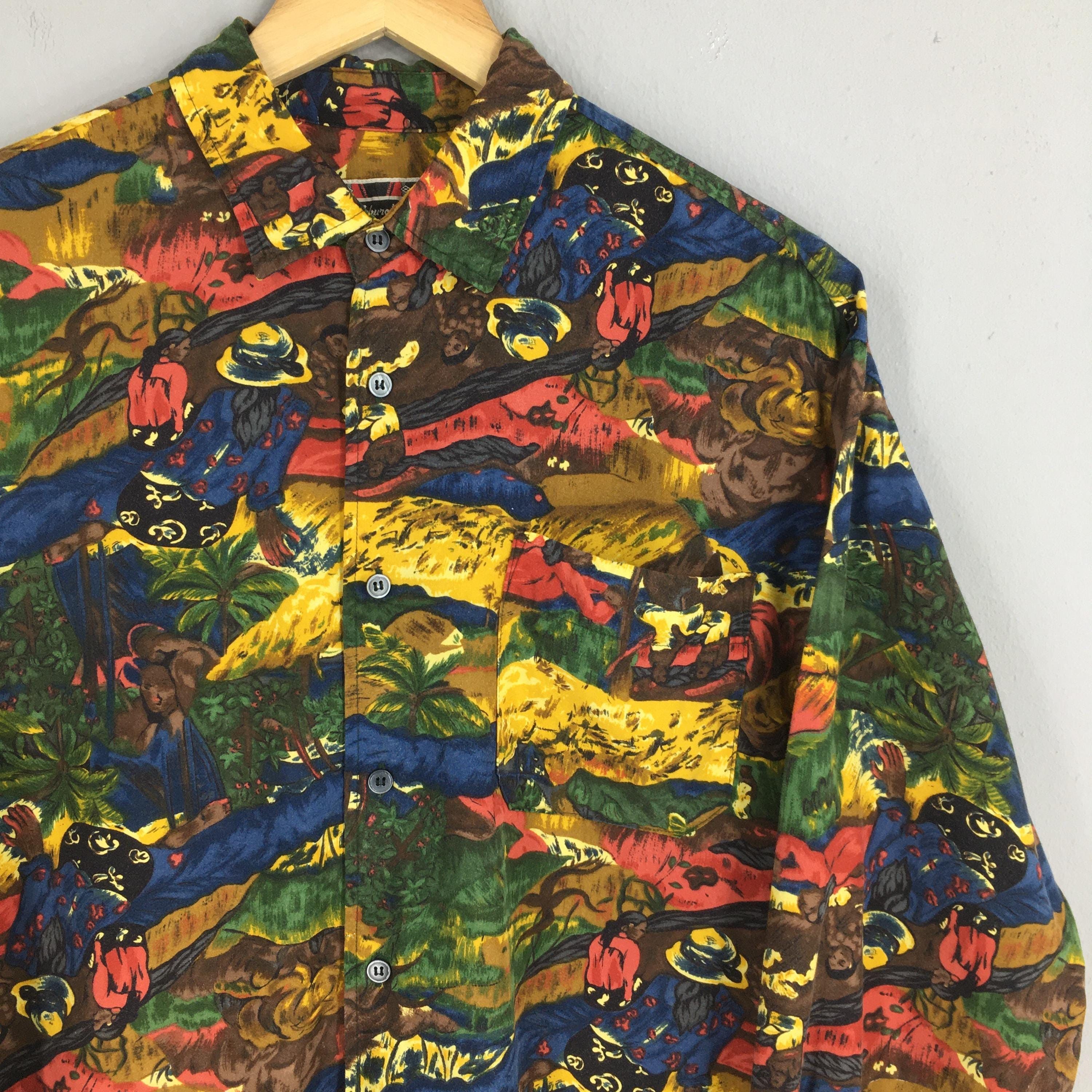 Japanese Brand 1970s Saburoku Japan Funky Abstract Jungle People Shirt M Size US M / EU 48-50 / 2 - 2 Thumbnail
