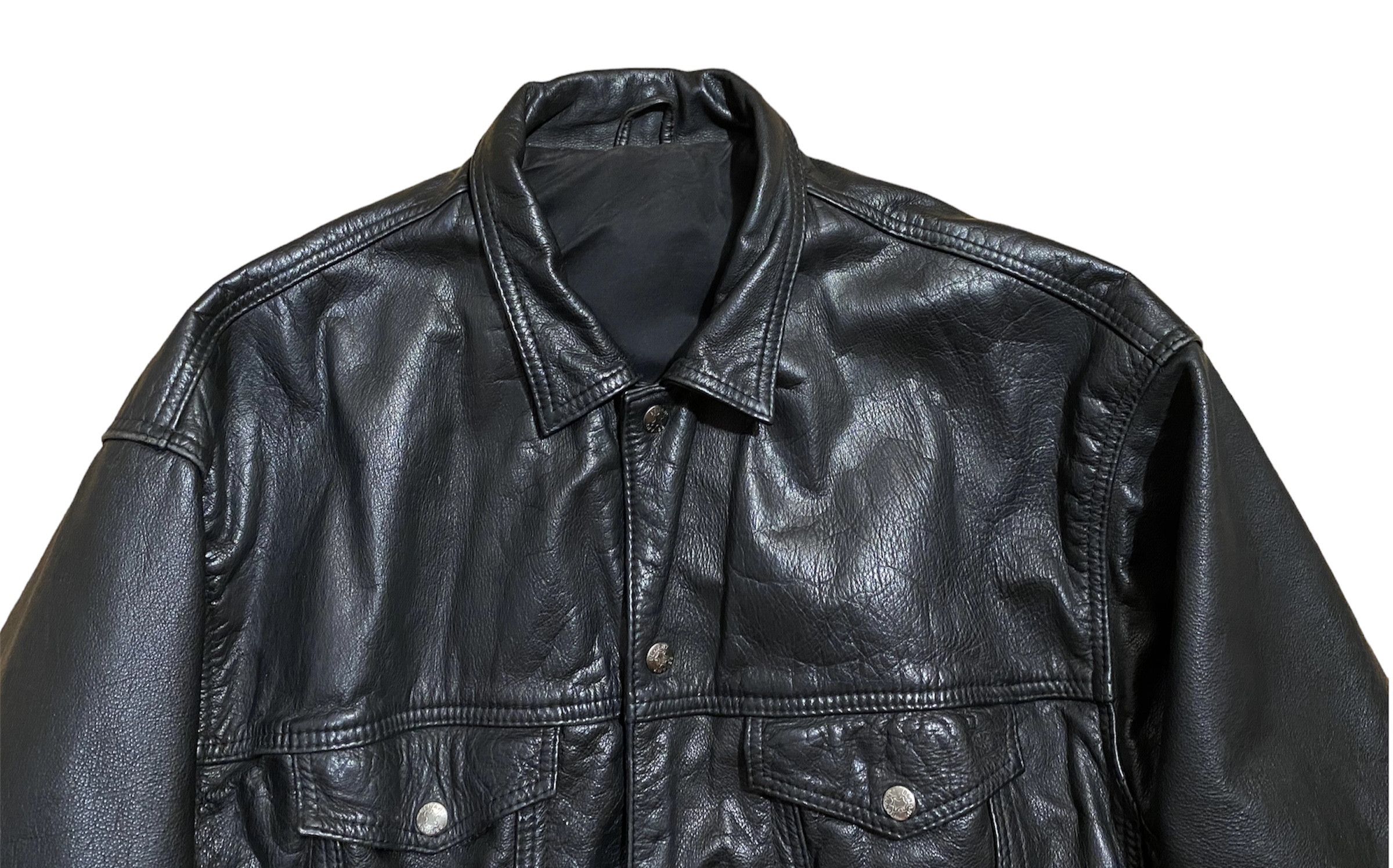 Vintage Vintage 80s Oversized Leather Bomber Jacket Size US S / EU 44-46 / 1 - 3 Thumbnail