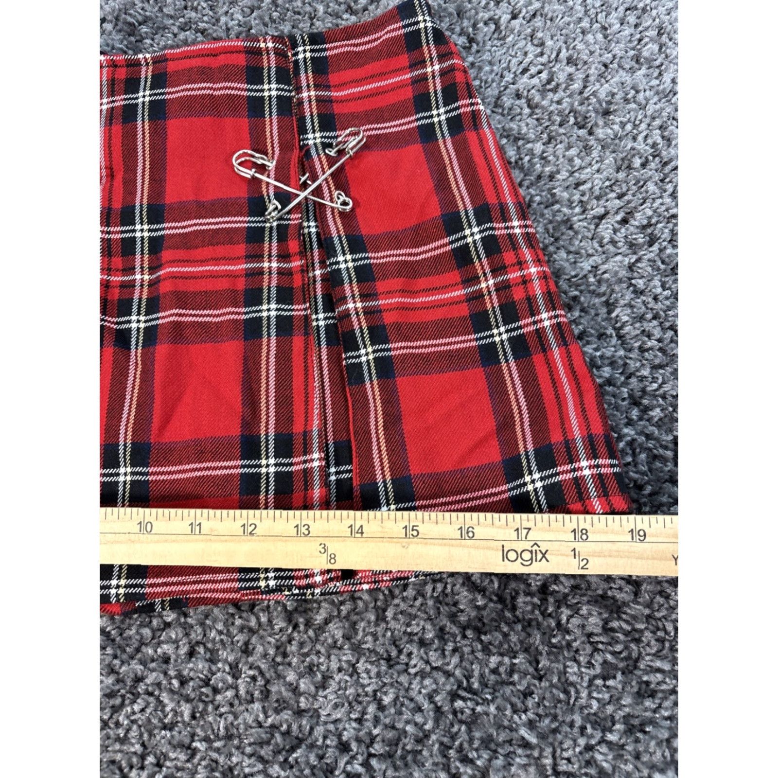 Vintage VINTAGE Super Low Fat Skirt Women's XS Red Plaid Mini Short Gothic 90s Grunge Punk Whimsigoth Y2K US Women Size 26" / US 2 / IT 38 - 3 Thumbnail