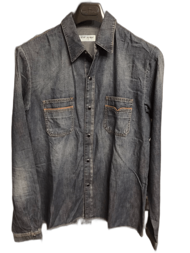 Saint Laurent Paris Denim Long Sleeve Shirt