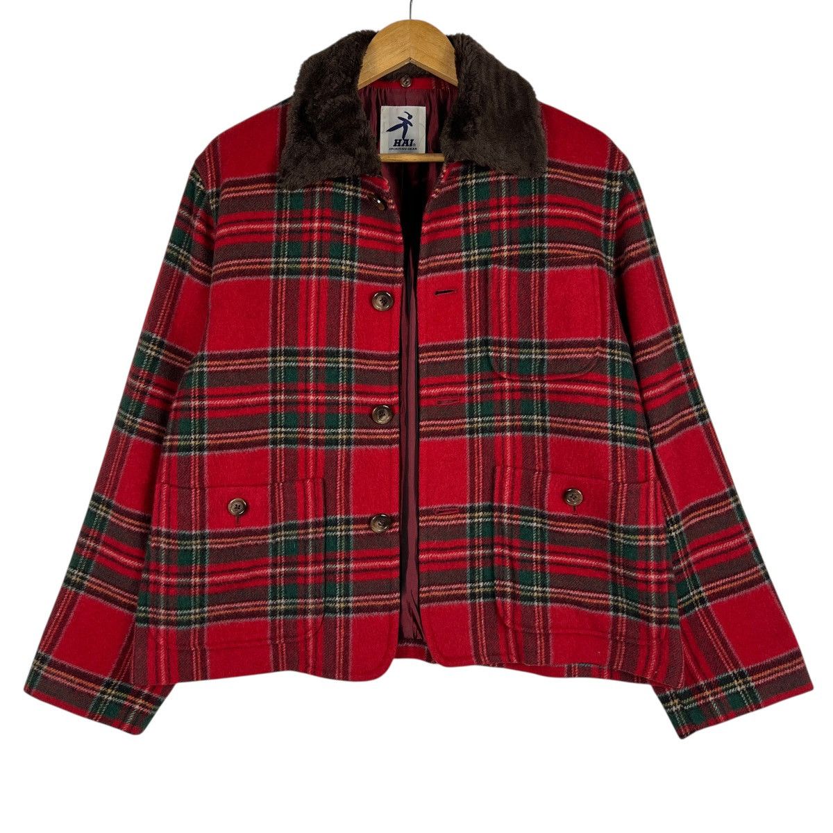 Hai Sporting Gear Hai Sporting Gear Tartan Wool Faux Fur Colar Crop Jacket Size US M / EU 48-50 / 2 - 1 Thumbnail