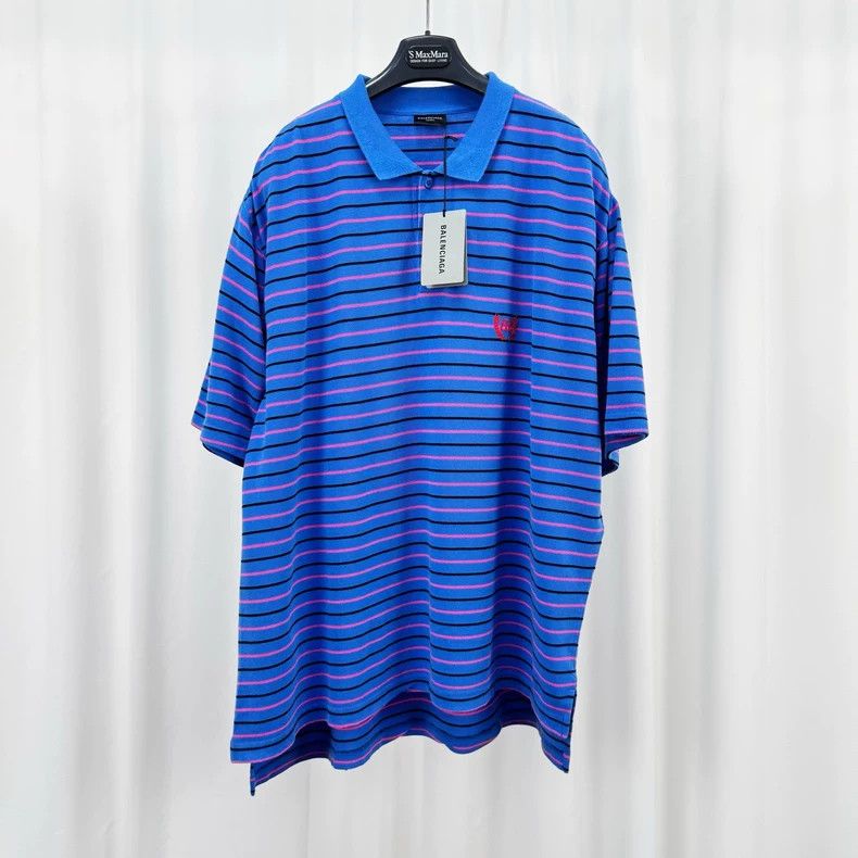 Balenciaga Balenciaga Striped Embroidered Wheat Ear Polo Short Sleeve - dmc Size US M / EU 48-50 / 2 - 1 Thumbnail